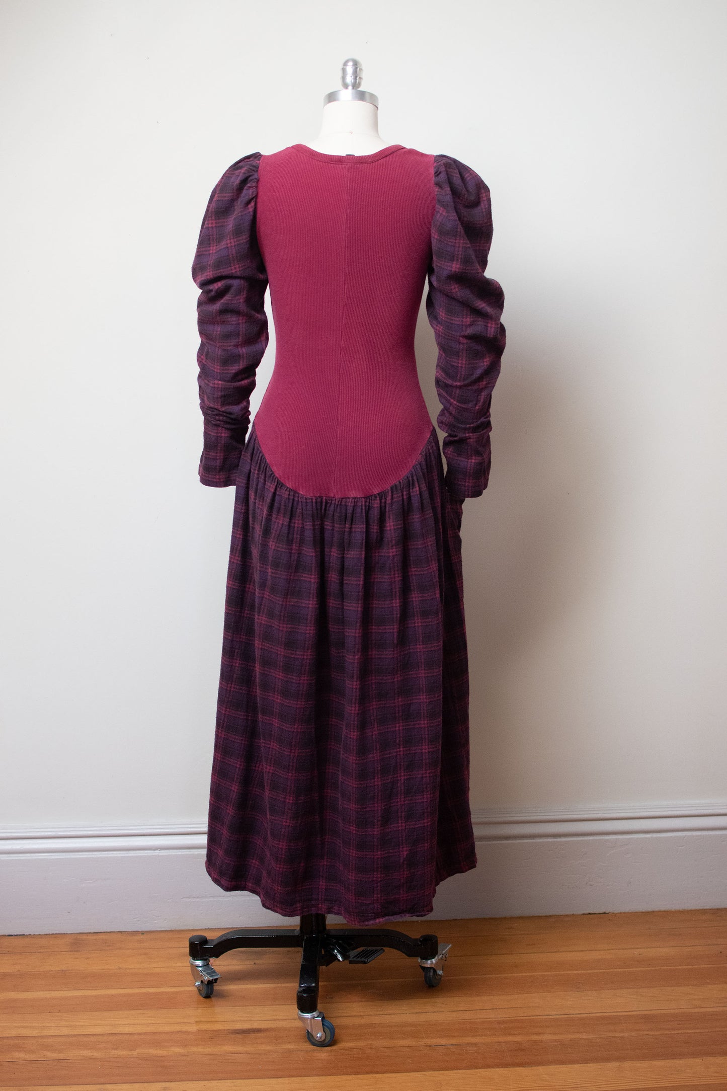 1990s Plaid Mutton Sleeve Dress | Betsey Johnson