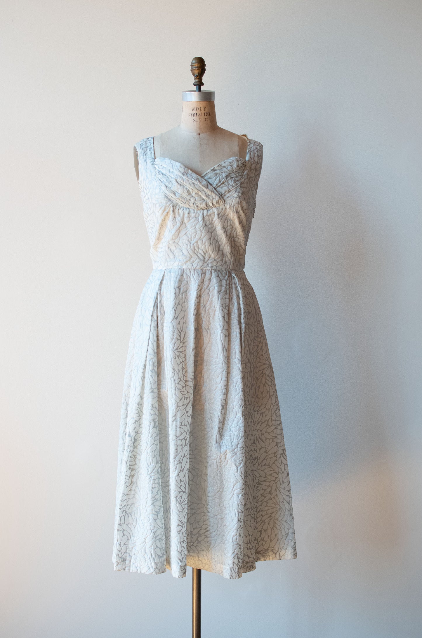 1950s Embossed Leaf Dress