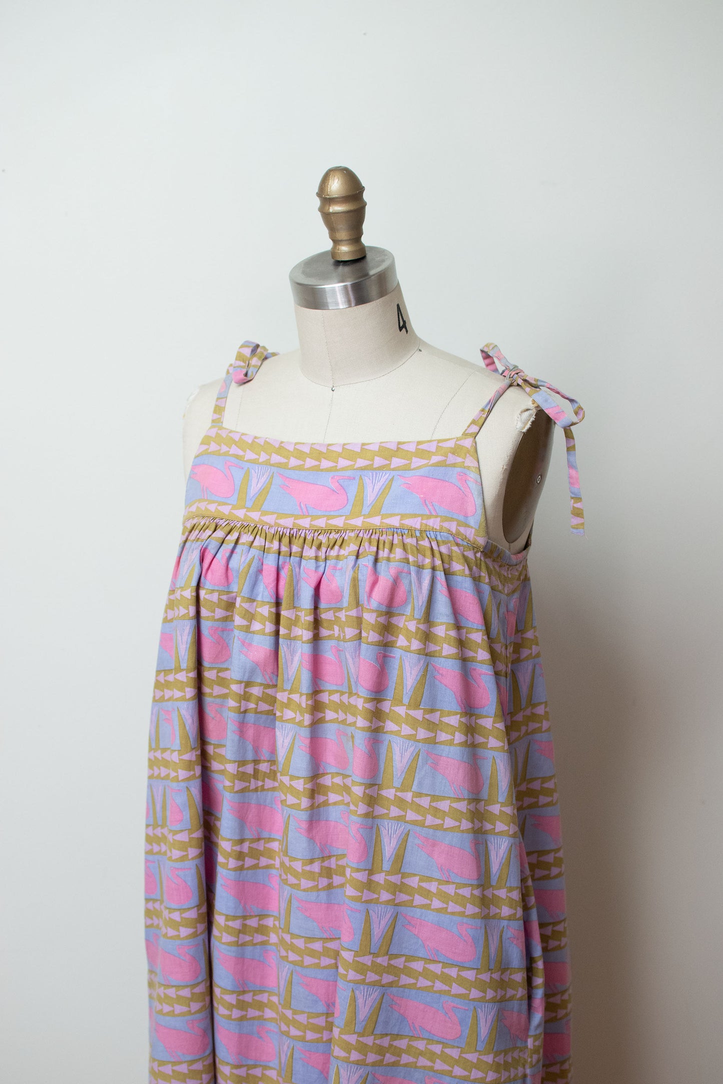 1990s Crane Print Dress
