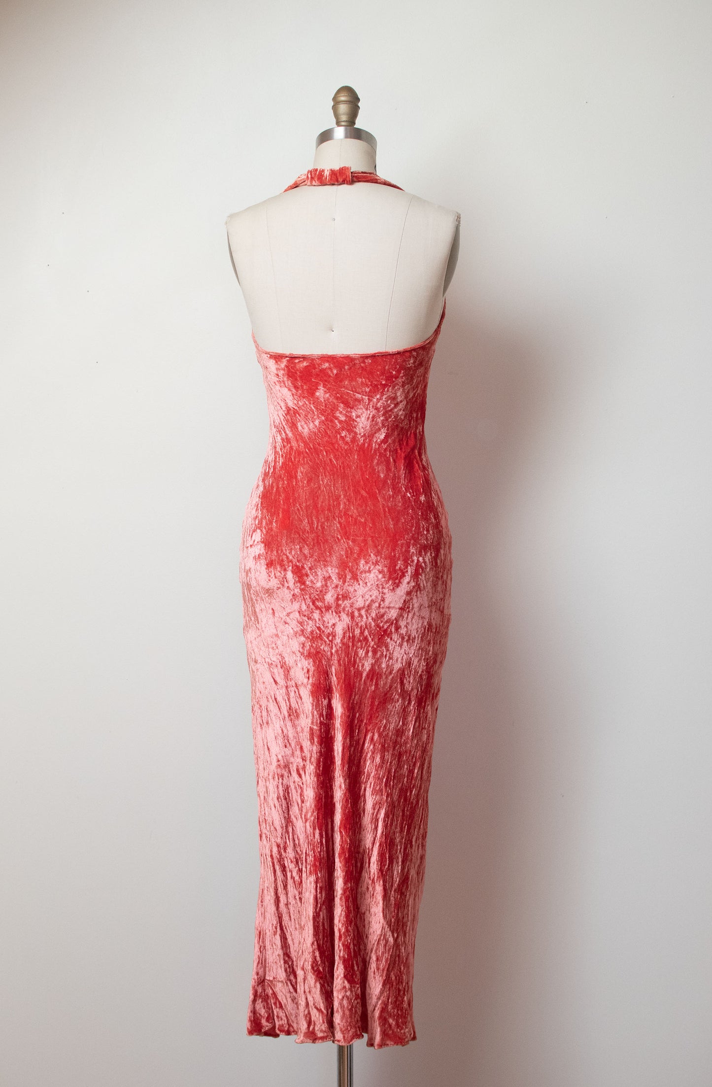 1930s Crushed Velvet Halter Dress