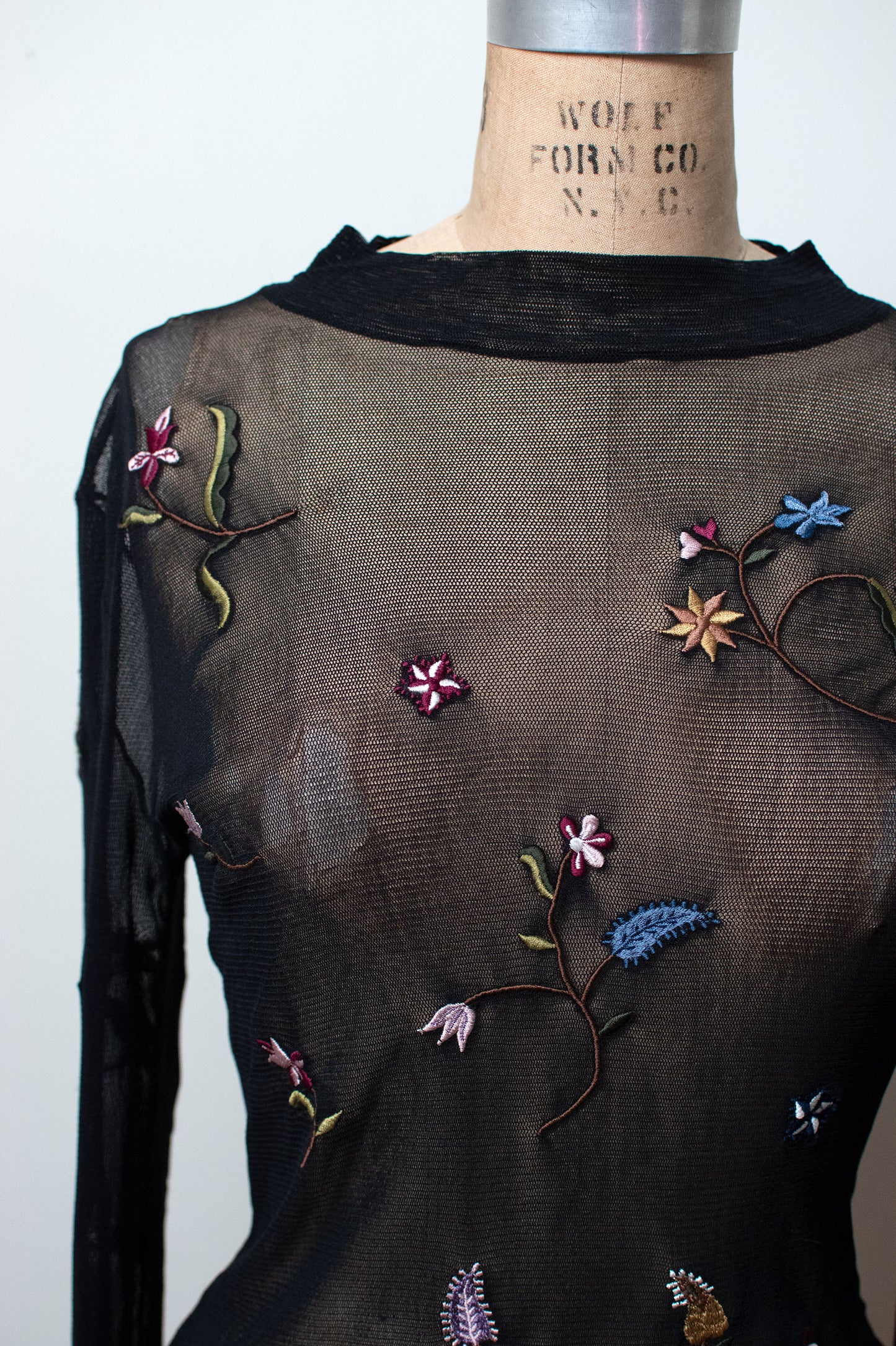 1990s Embroidered Mesh Top | Vivienne Tam