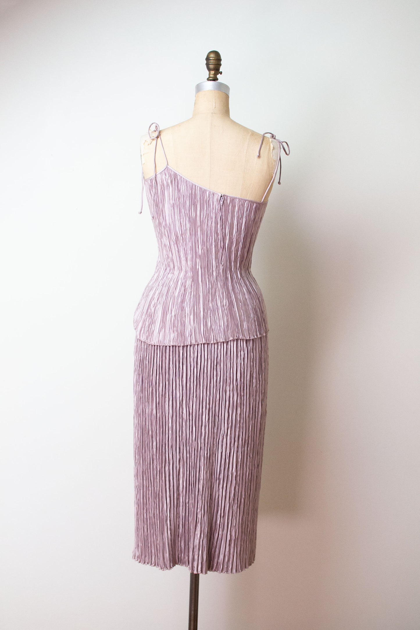 1980s Lavender Pleated Dress Set | Mary McFadden