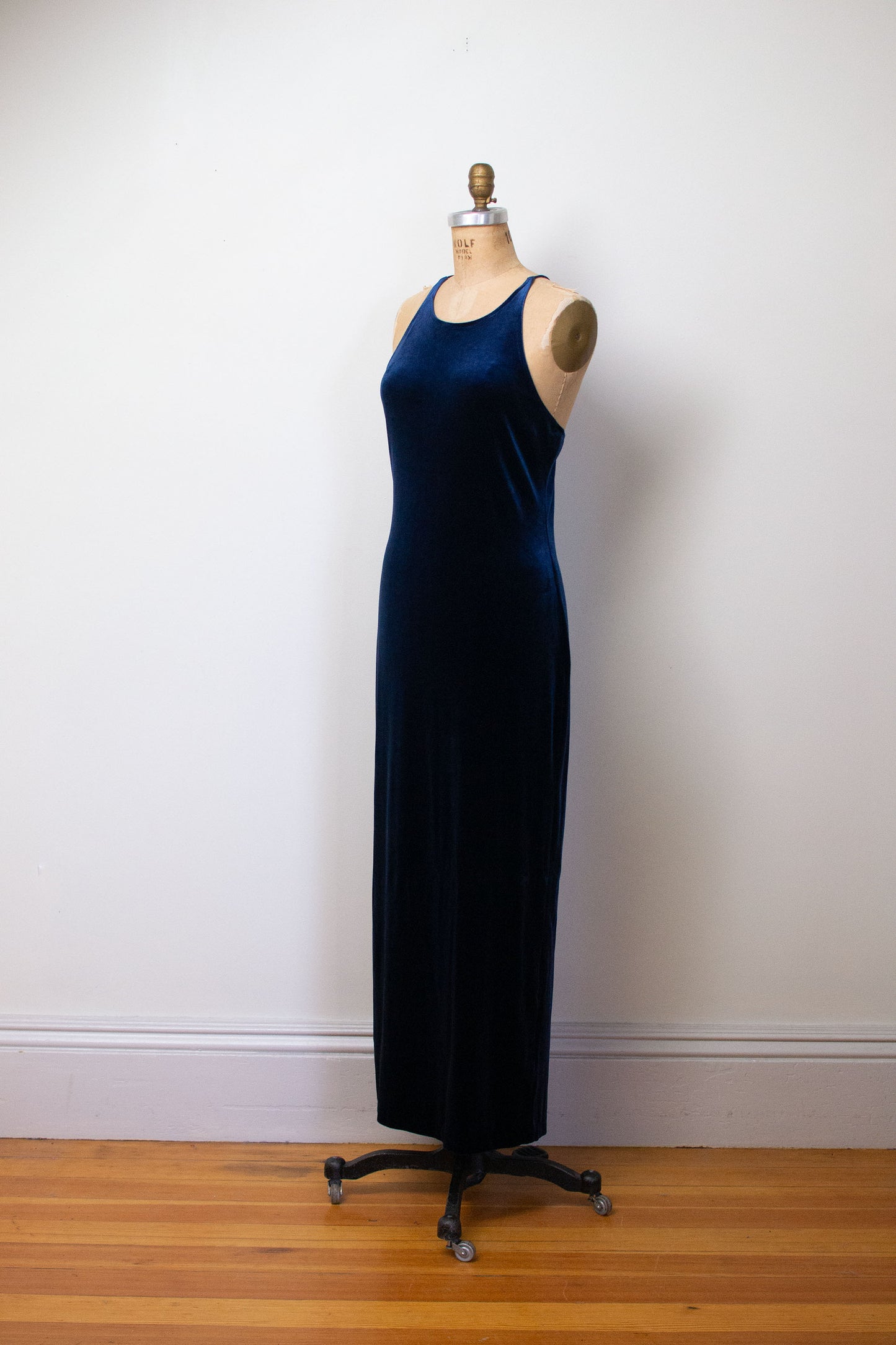 1990s Midnight Blue Velvet Dress