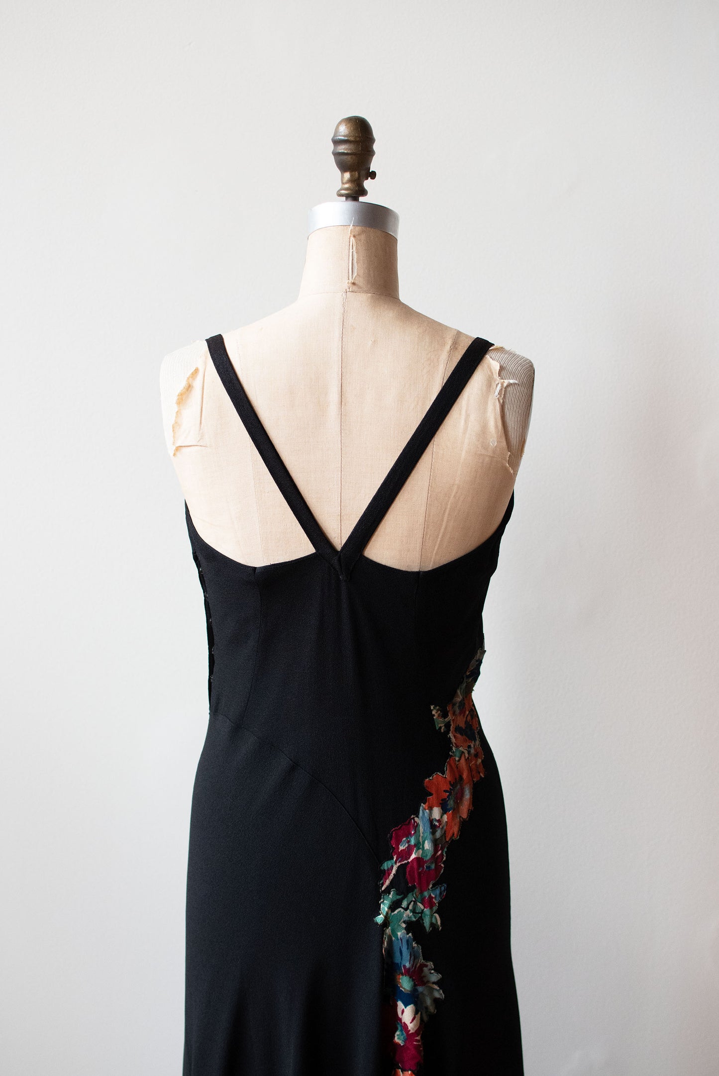 1930s Black Applique Dress