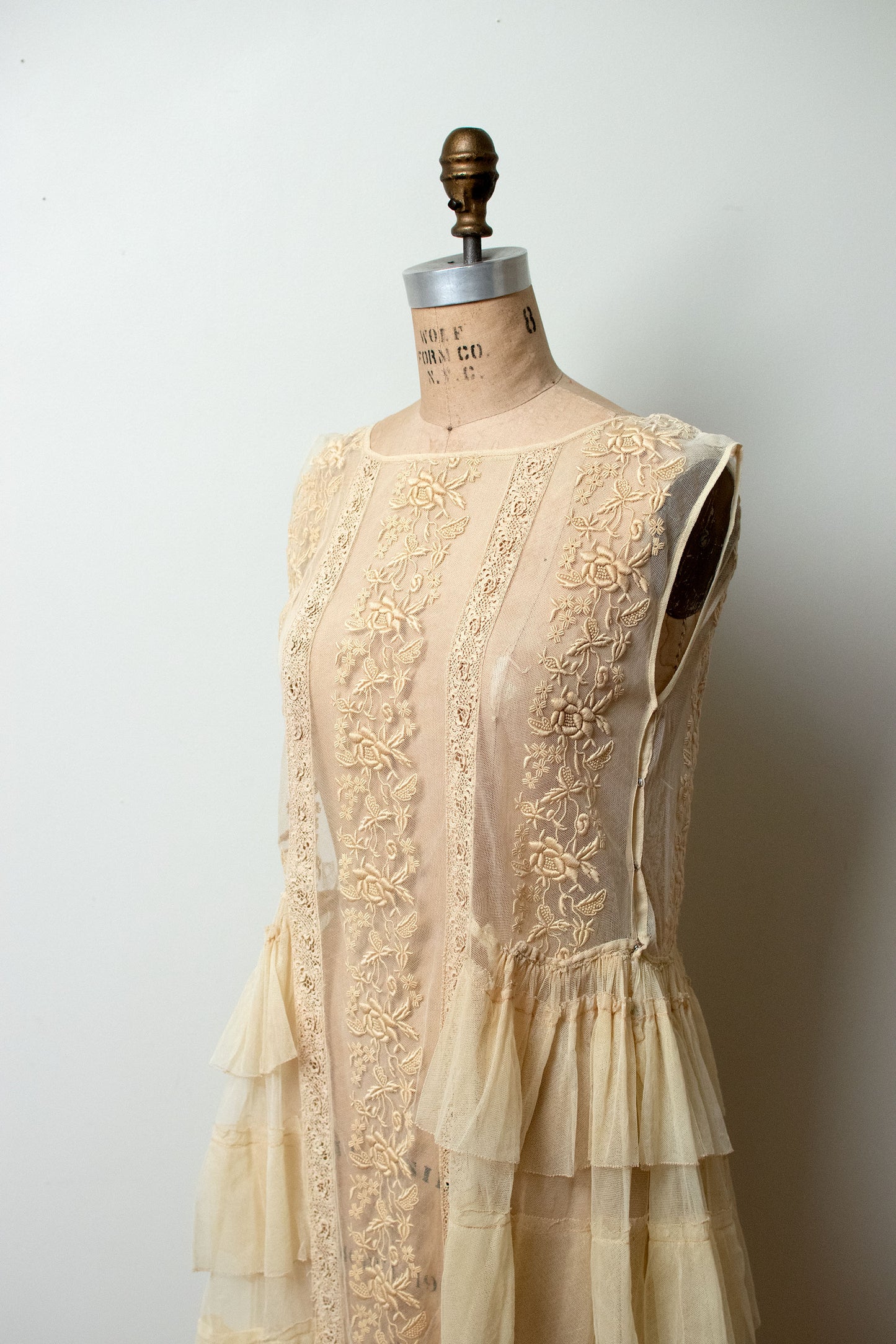 1920s Embroidered Mesh Dress