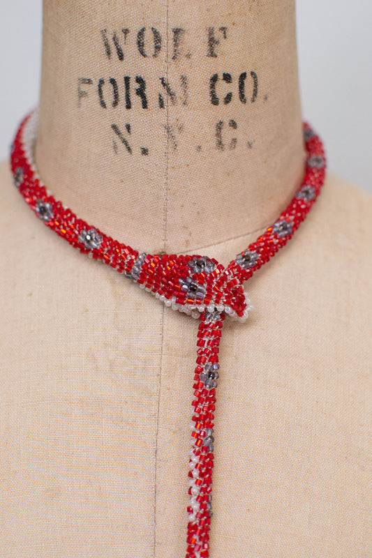 Bead Crochet Snake Necklace | Ruby