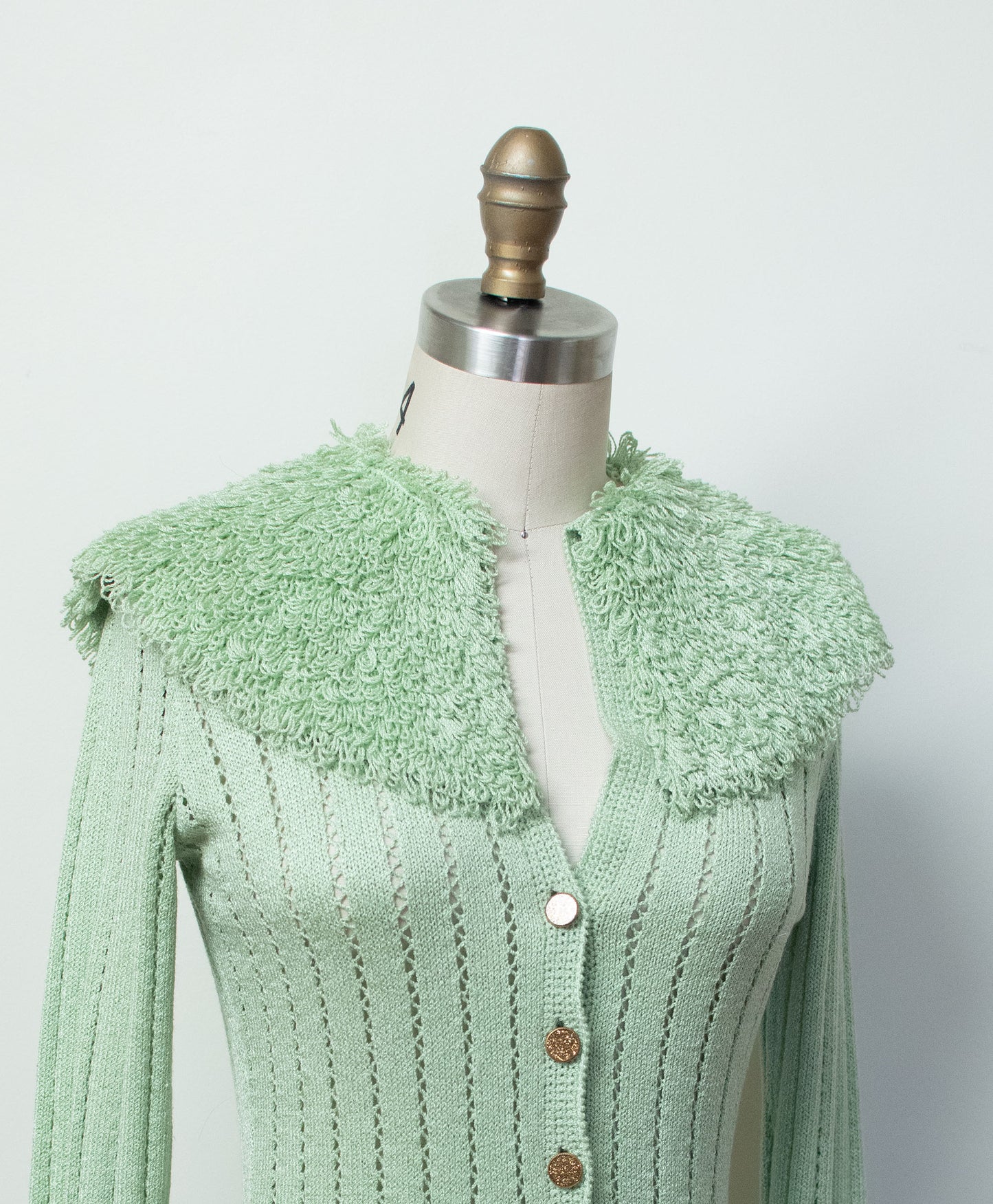 1970s Mint Looped Knit Dress