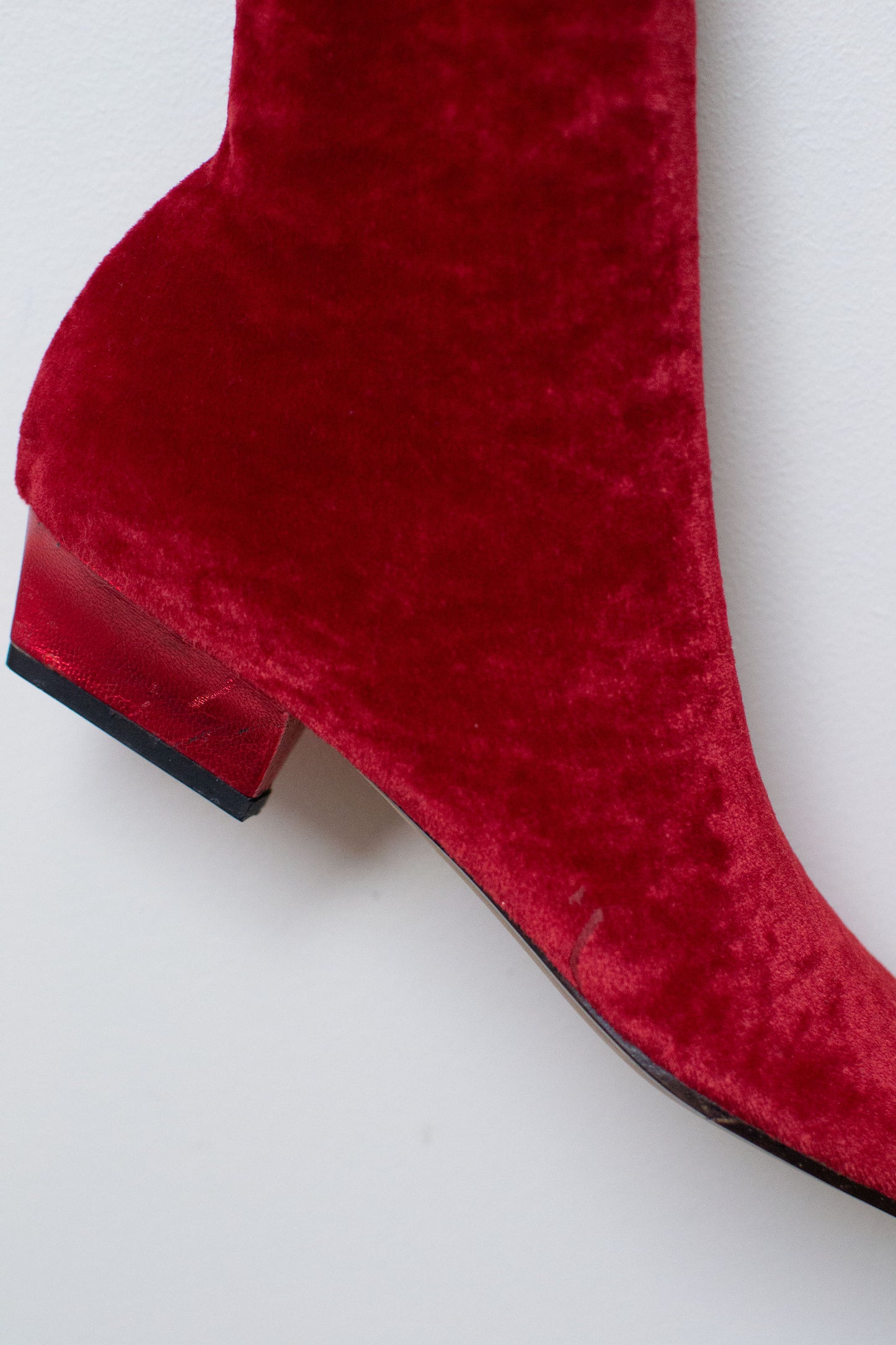 1990s Red Velvet Boots