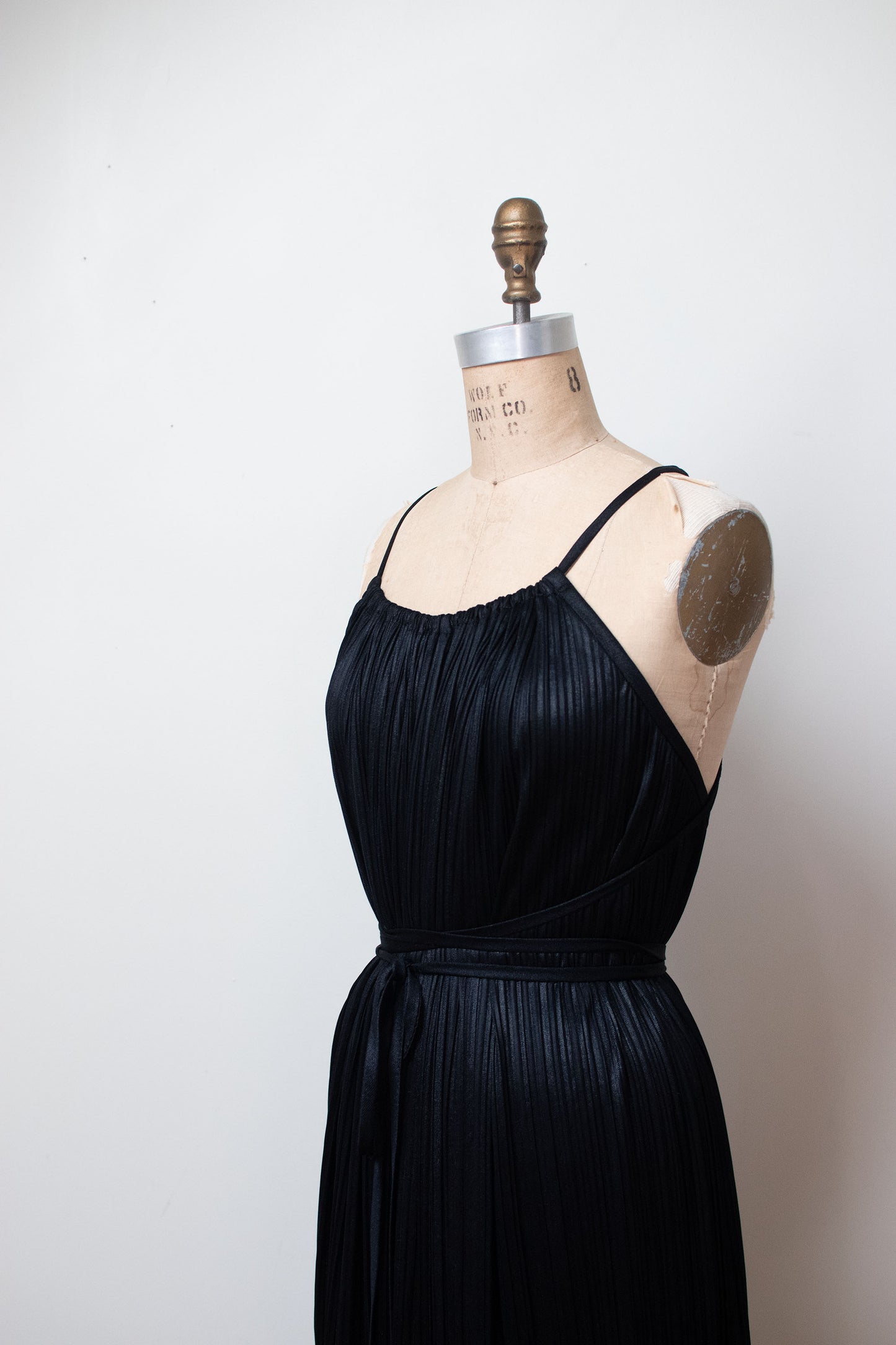 1970s Black Plise Halter Dress | Halston IV