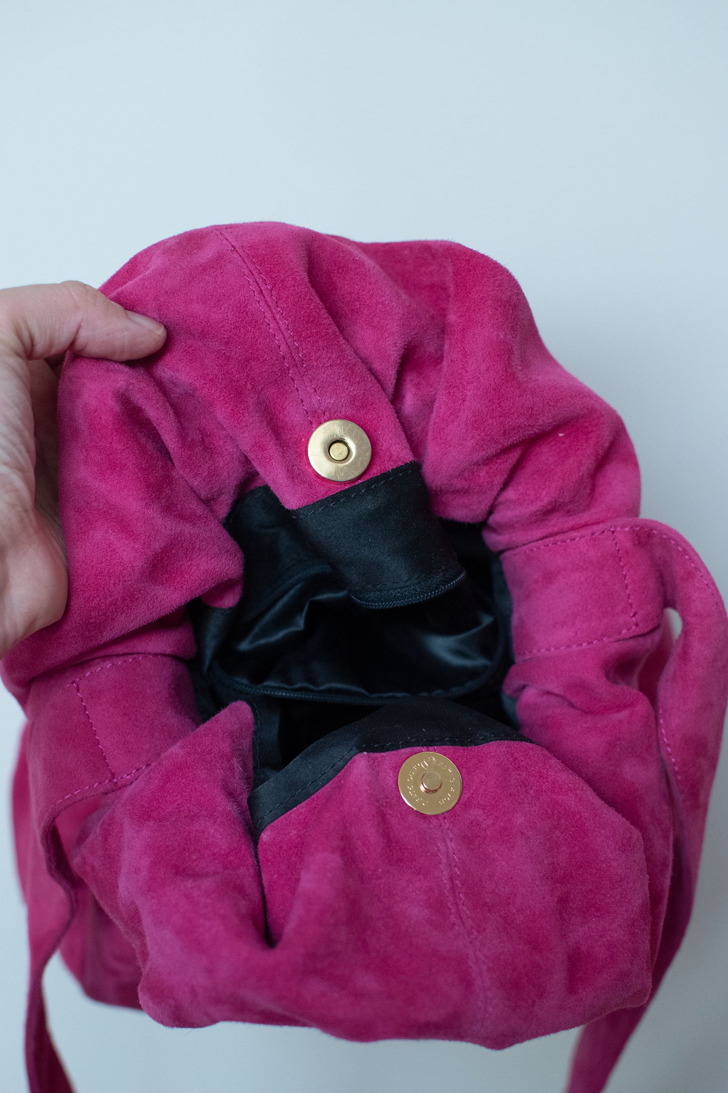 1990s Fuchsia Suede Purse | Donna Karan