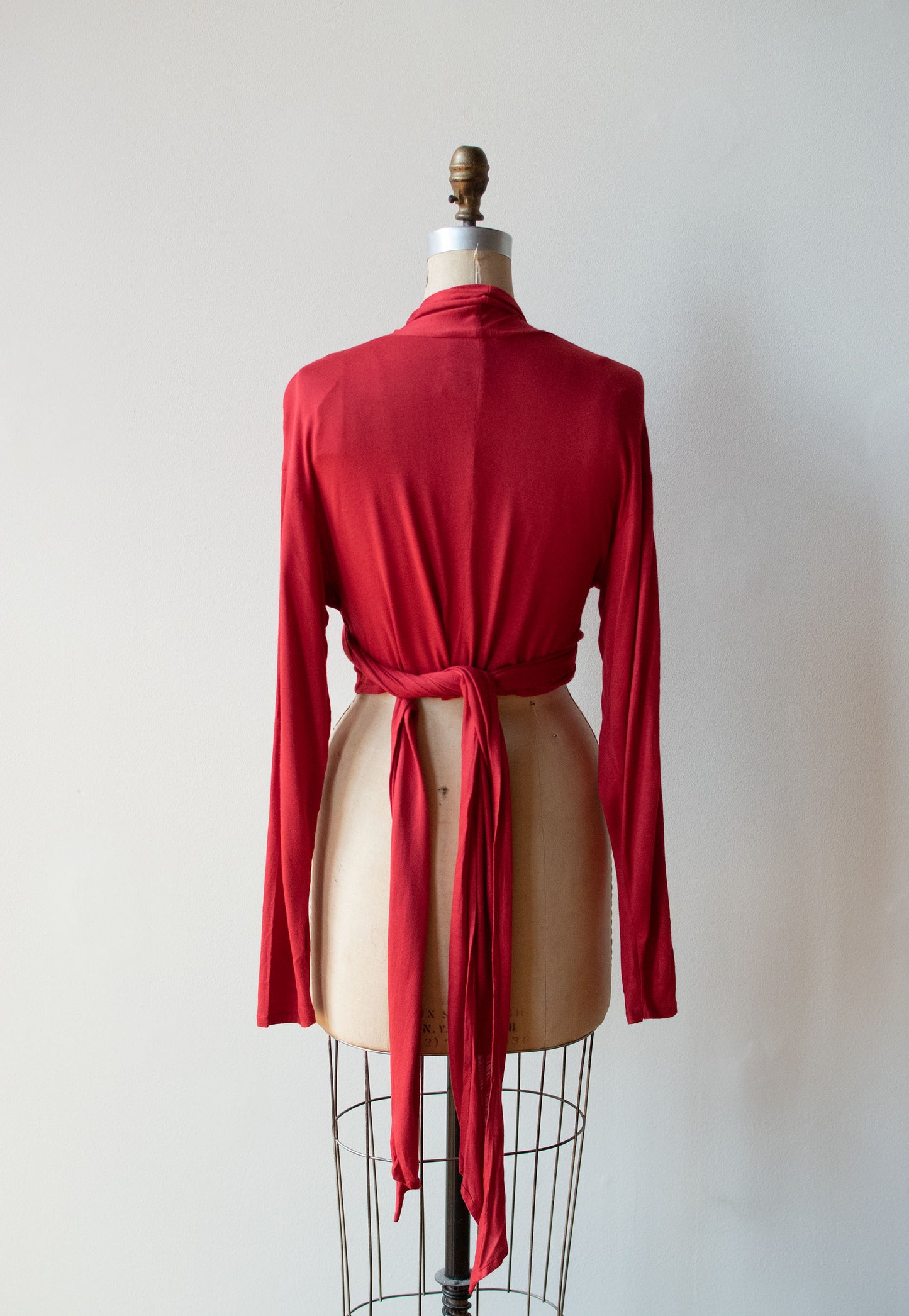 Red Jersey Wrap Top