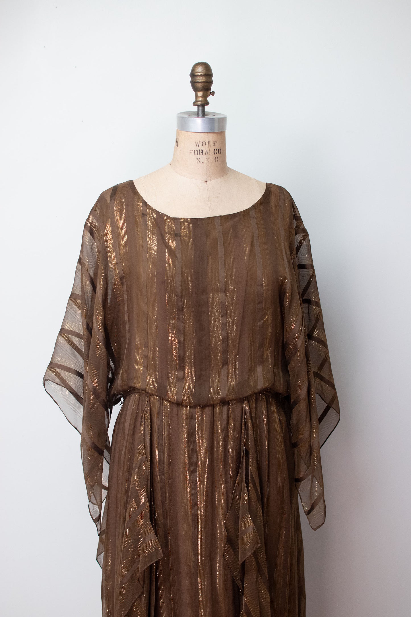 1980s Metallic Silk Dress