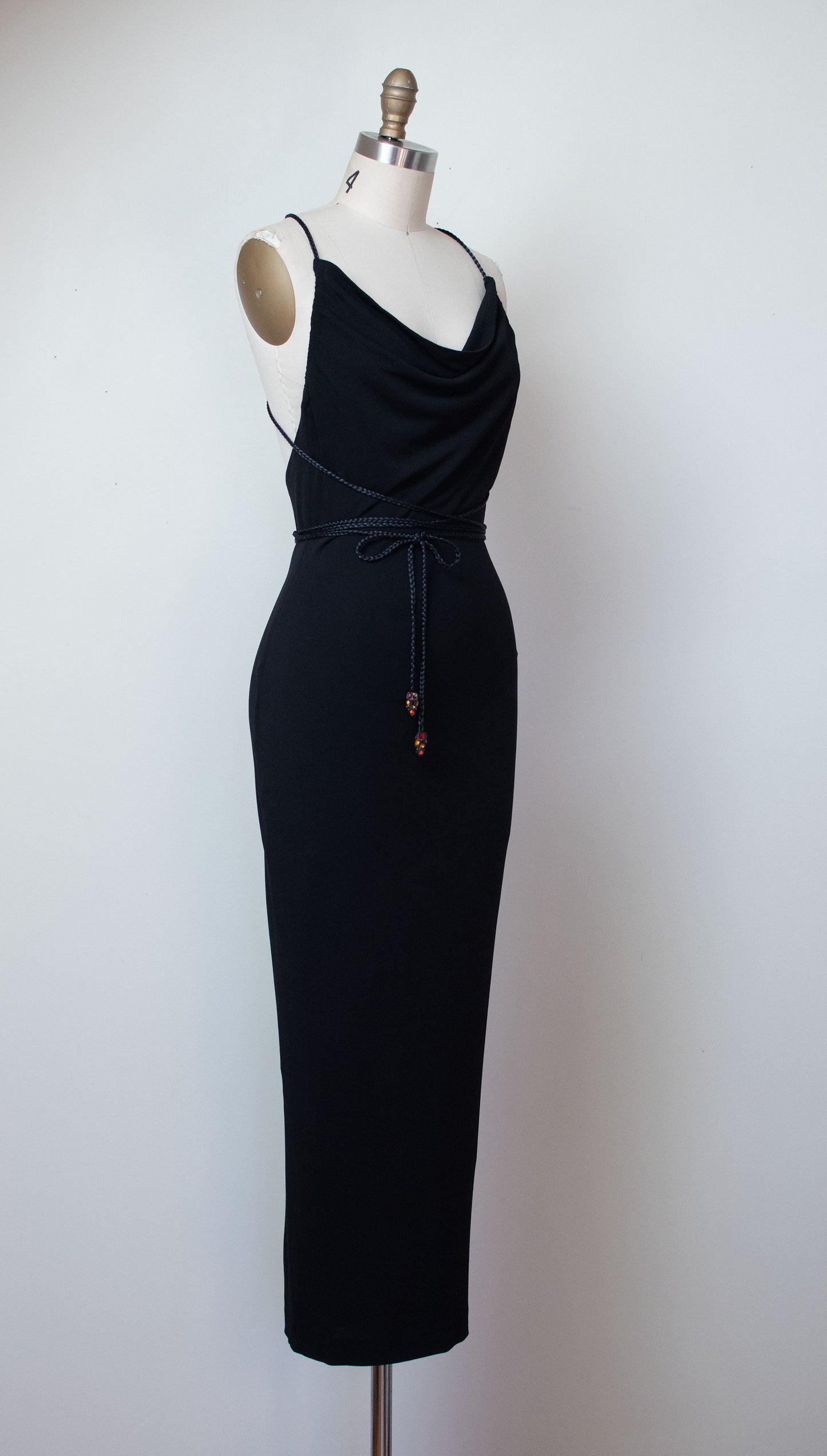 1990s Black Braided Strap Dress | Todd Oldham