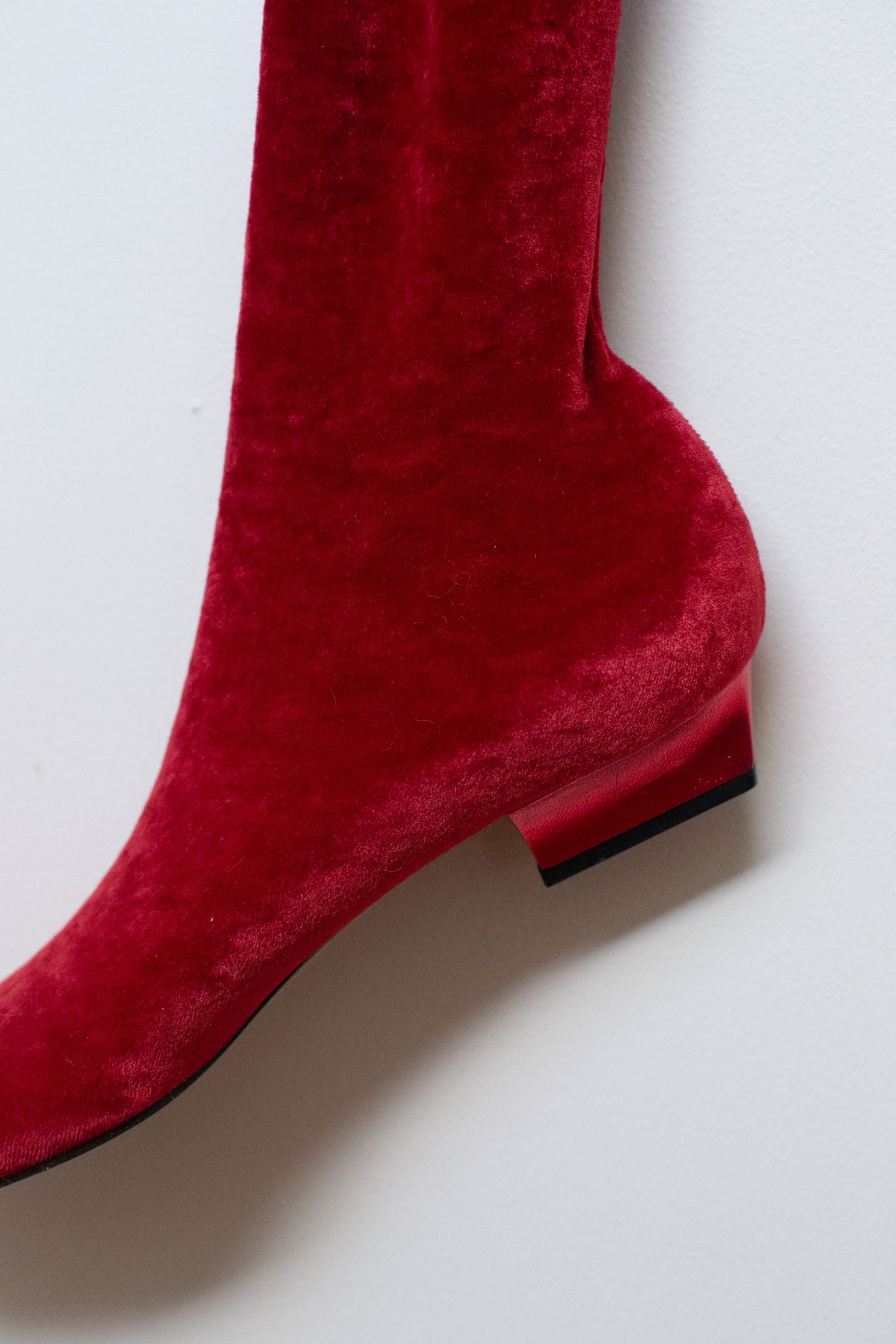 1990s Red Velvet Boots