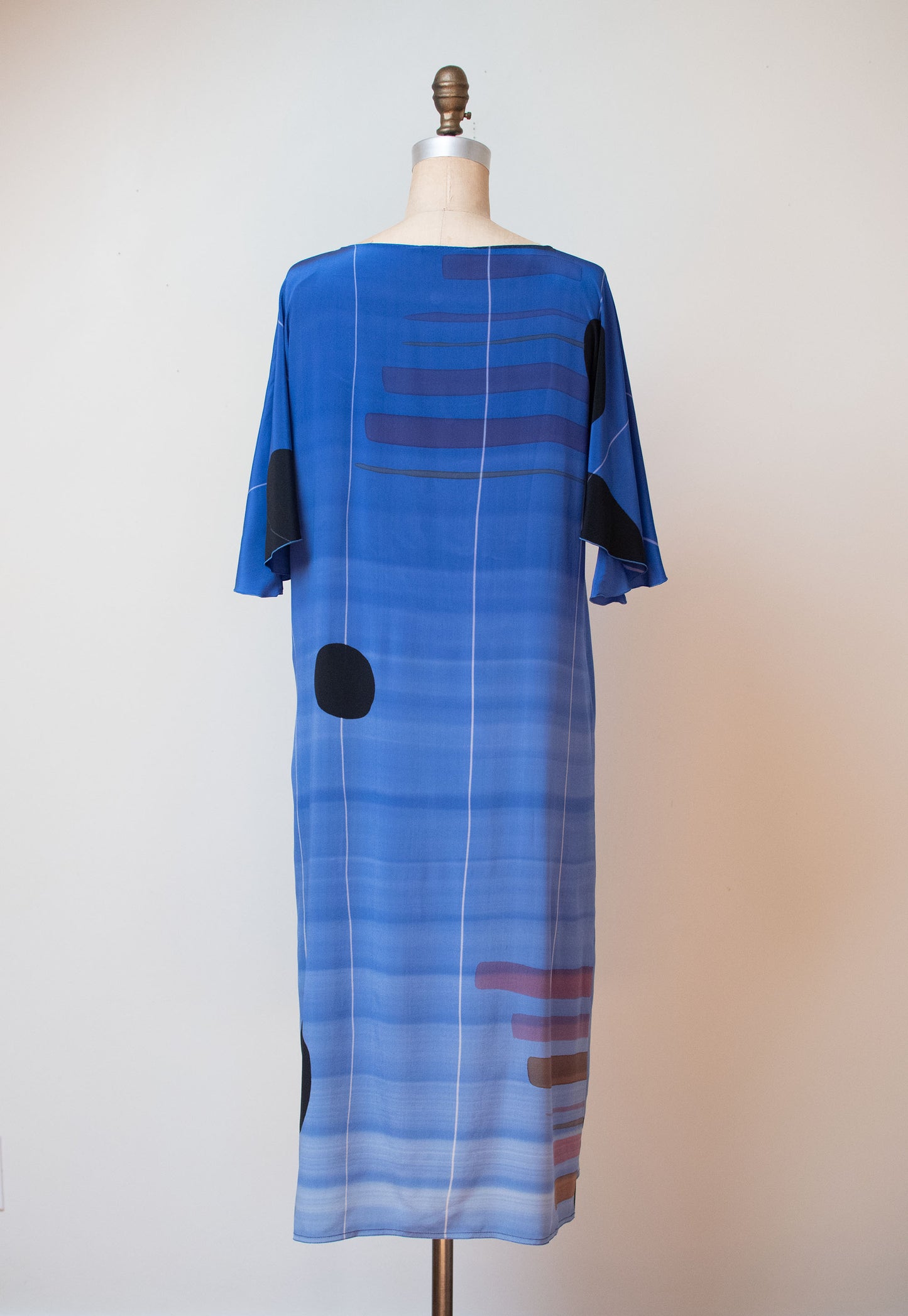 1980s Painted Silk Dress