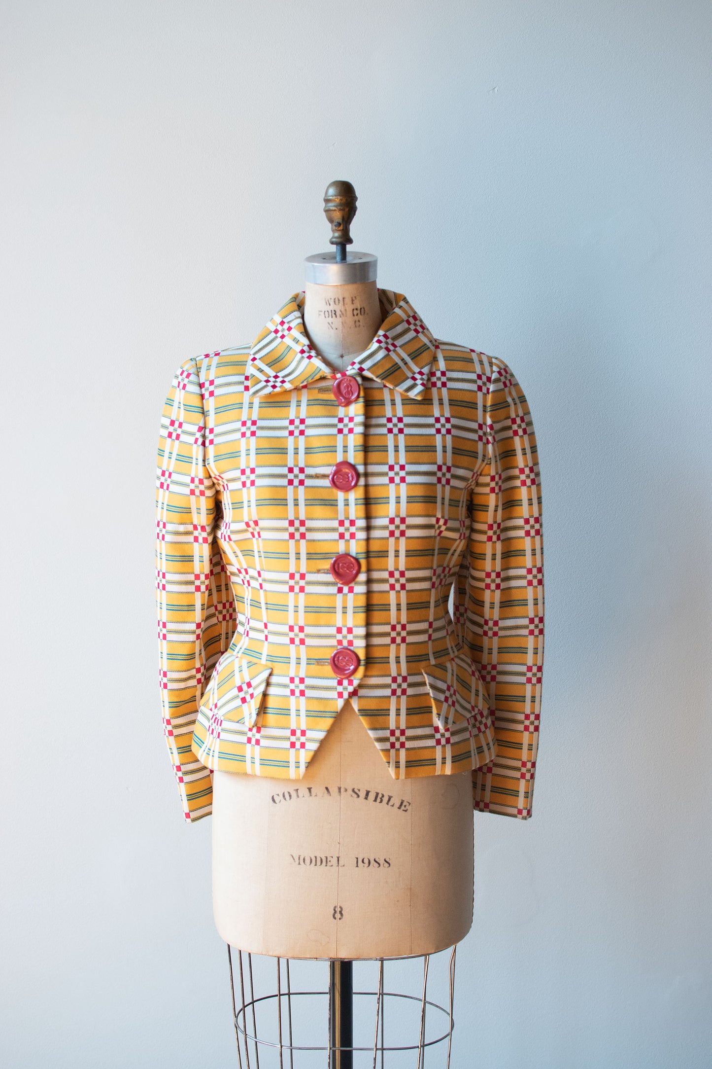 1980s Plaid Jacket with Wax Seal Buttons | Bill Blass
