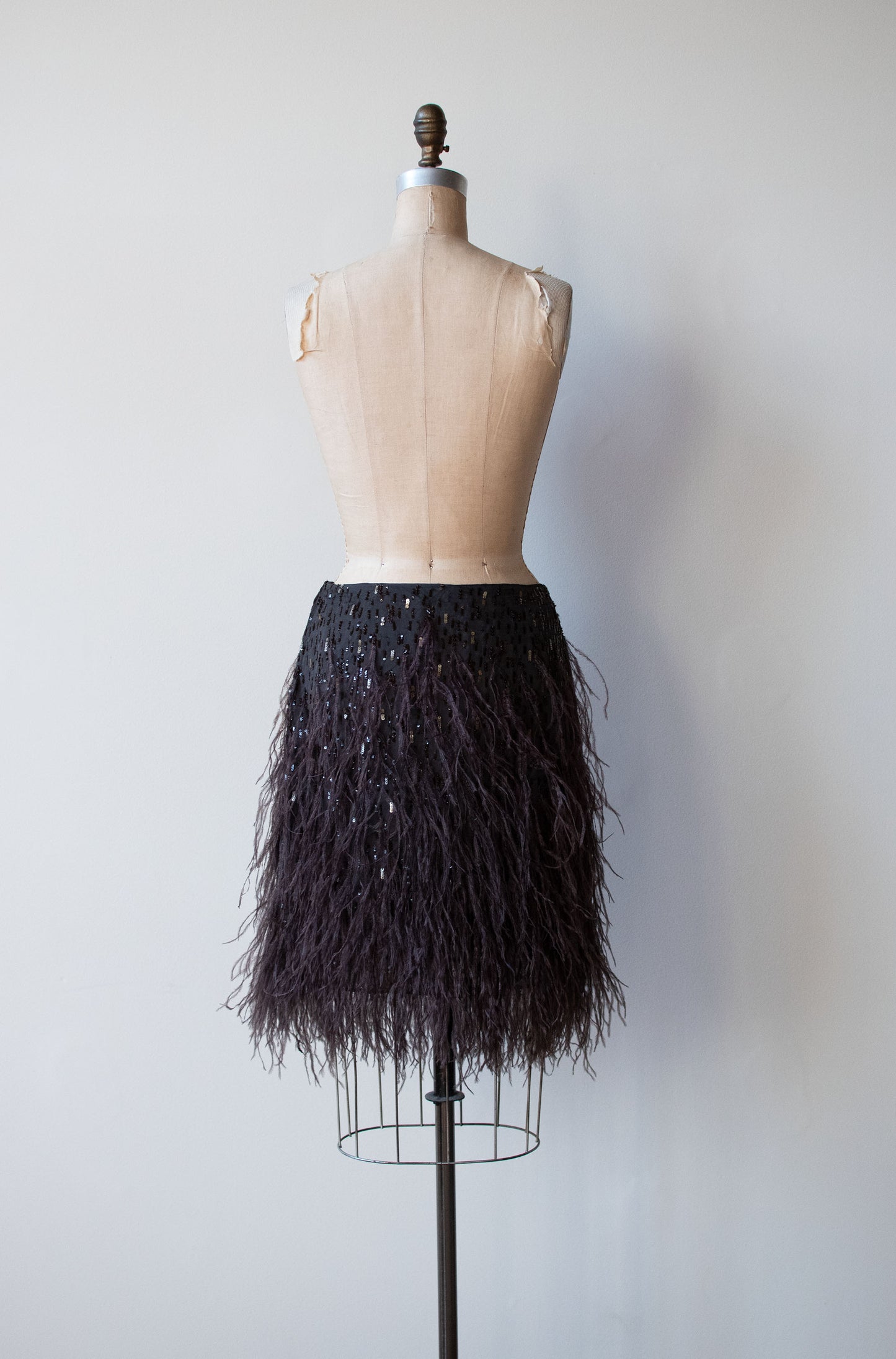 1990s Silk Feather Trim Skirt | Heidi Weisel