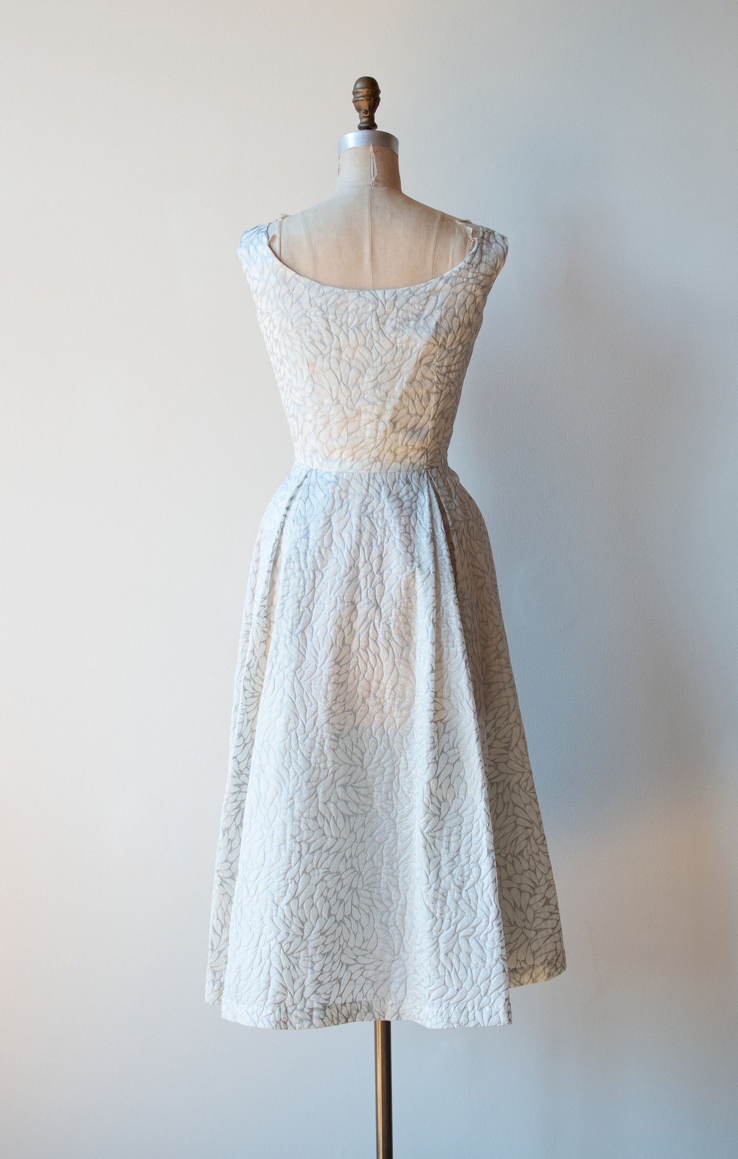 1950s Embossed Leaf Dress