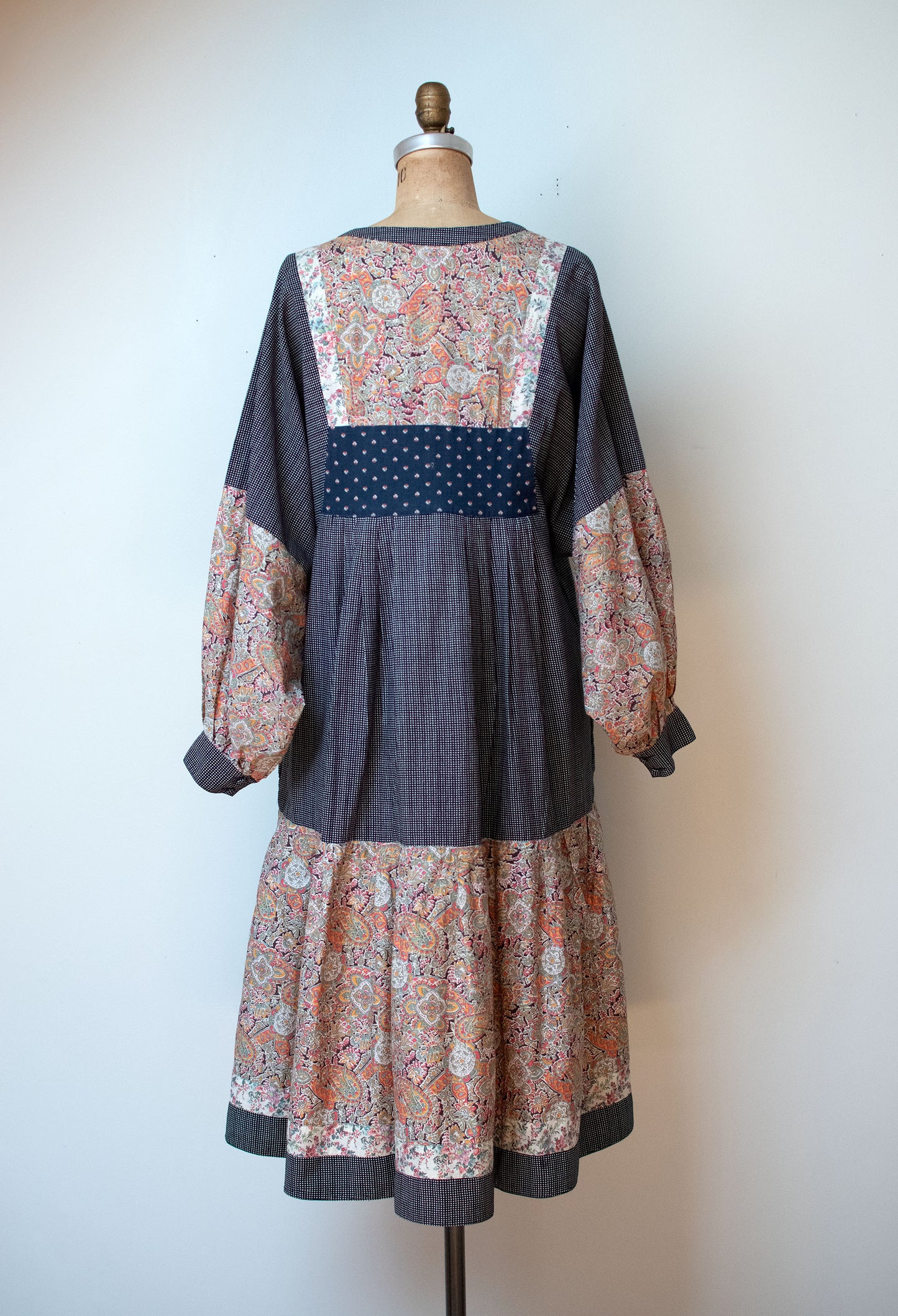 1980s Mixed Print Balloon Sleeve Dress