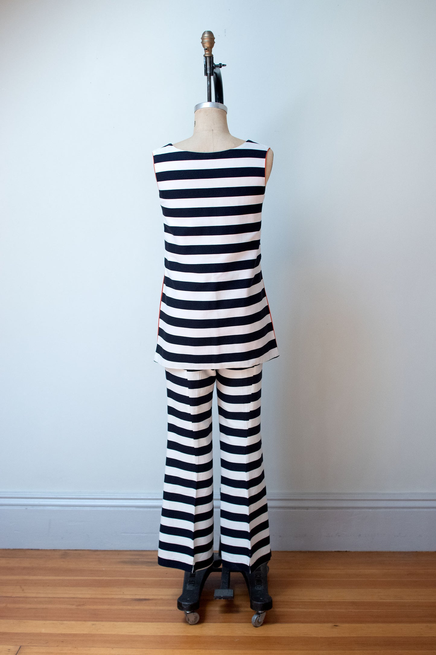 1960s Black & White Striped Pants Suit