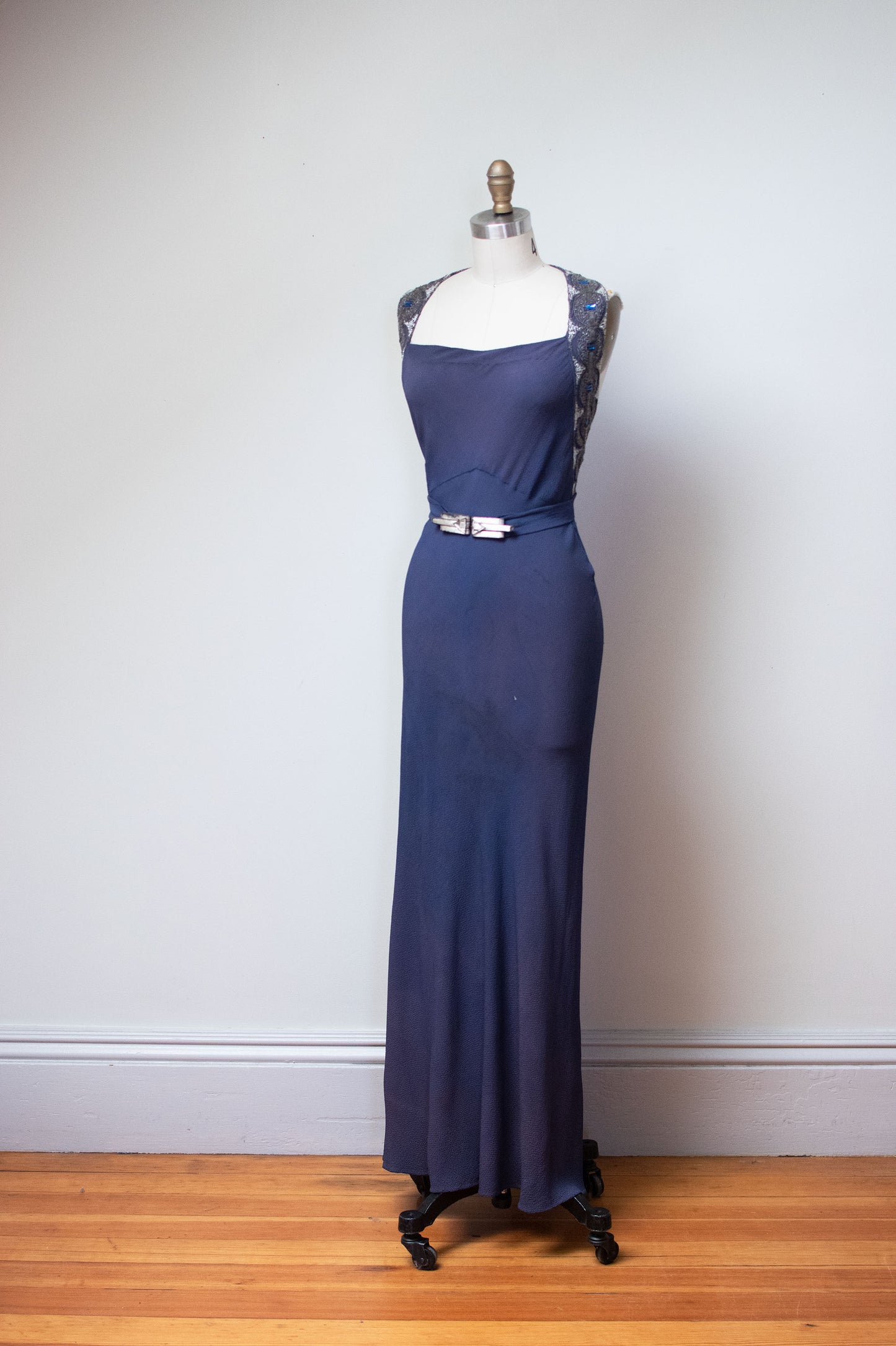 1930s Jeweled Crepe Gown
