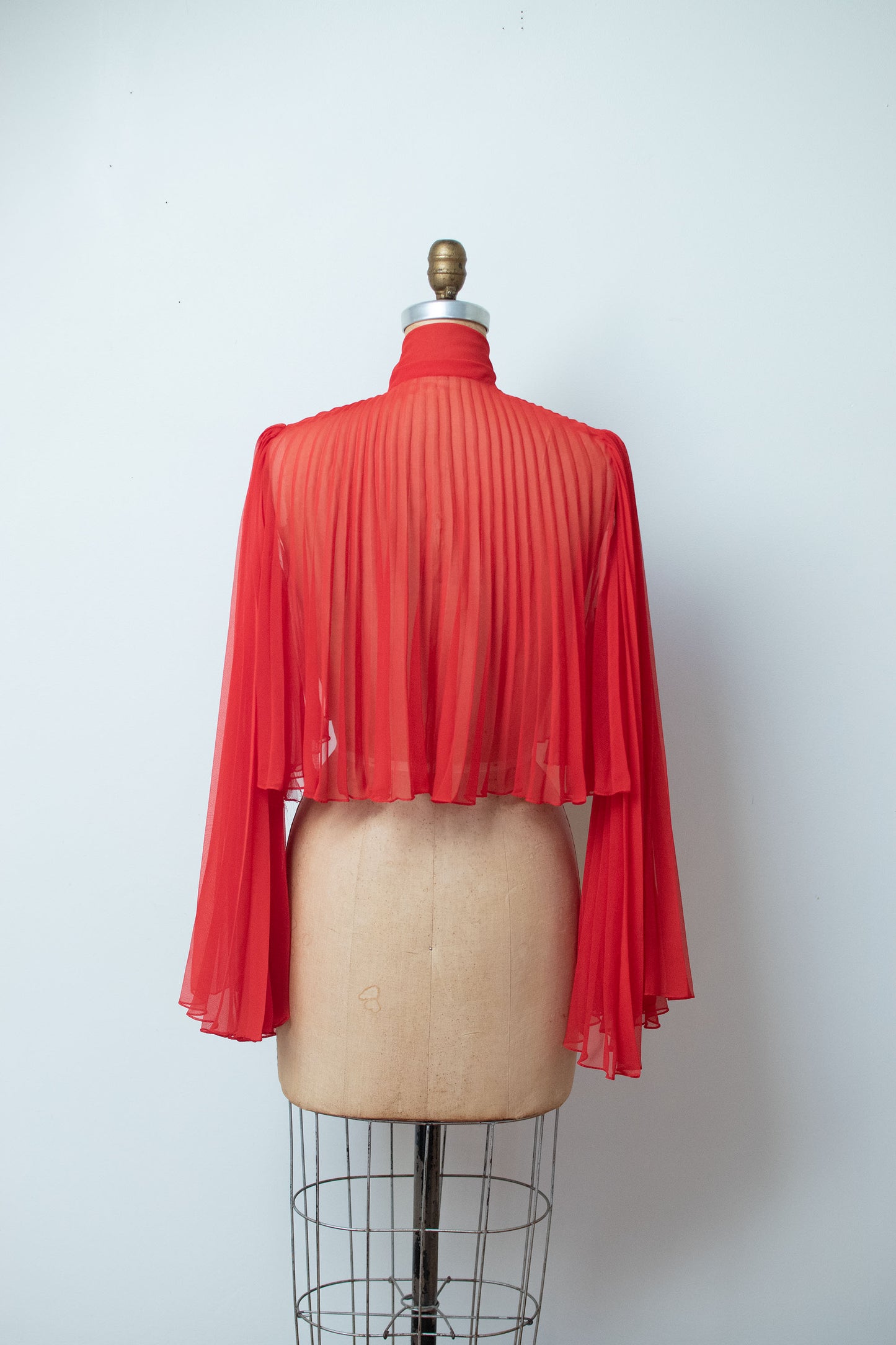 1970s Red Trumpet Sleeve Pleated Jacket