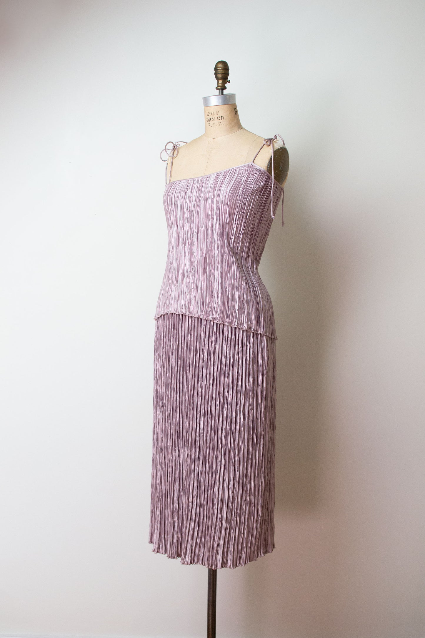 1980s Lavender Pleated Dress Set | Mary McFadden