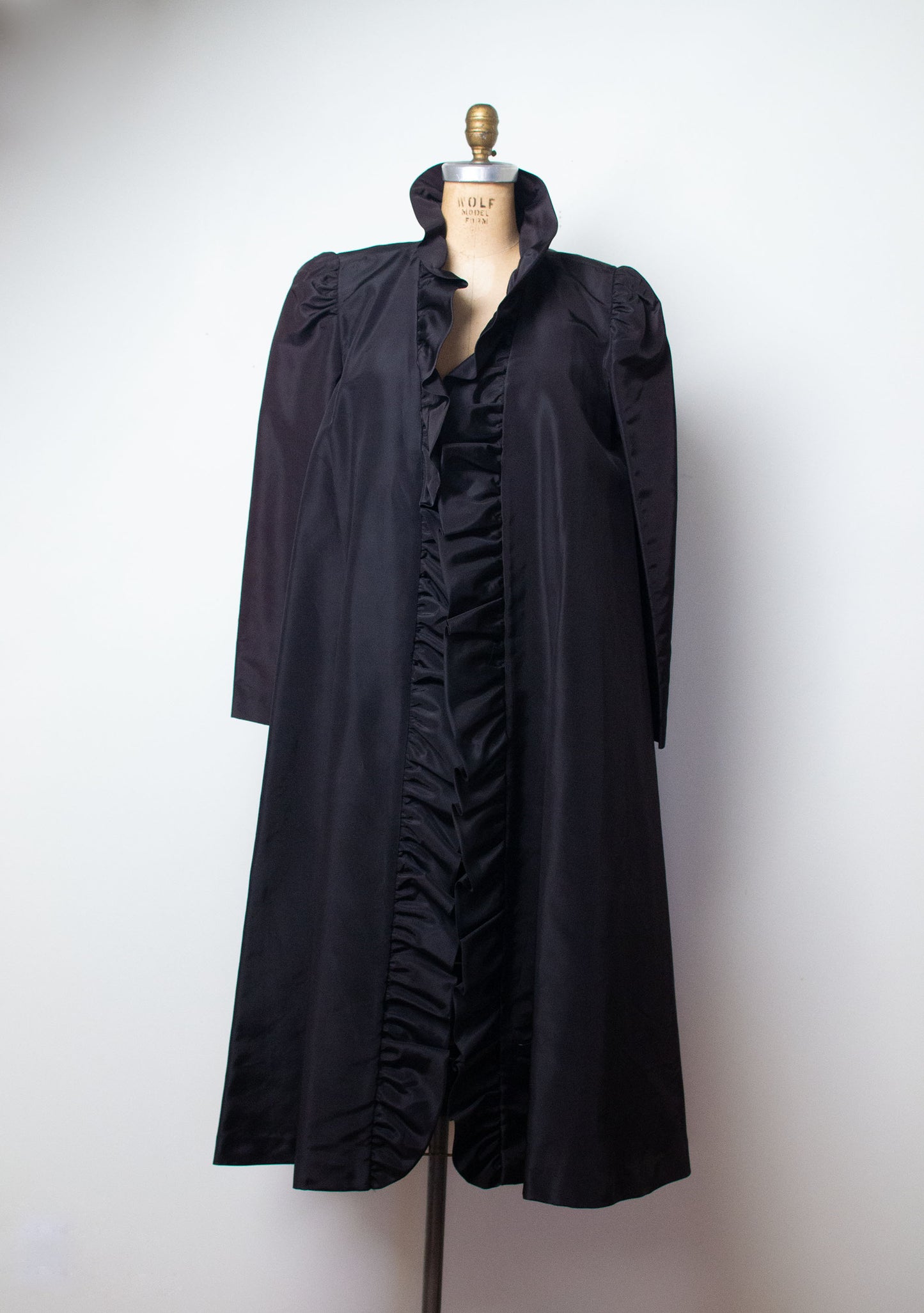 1980s Black Taffeta Evening Coat