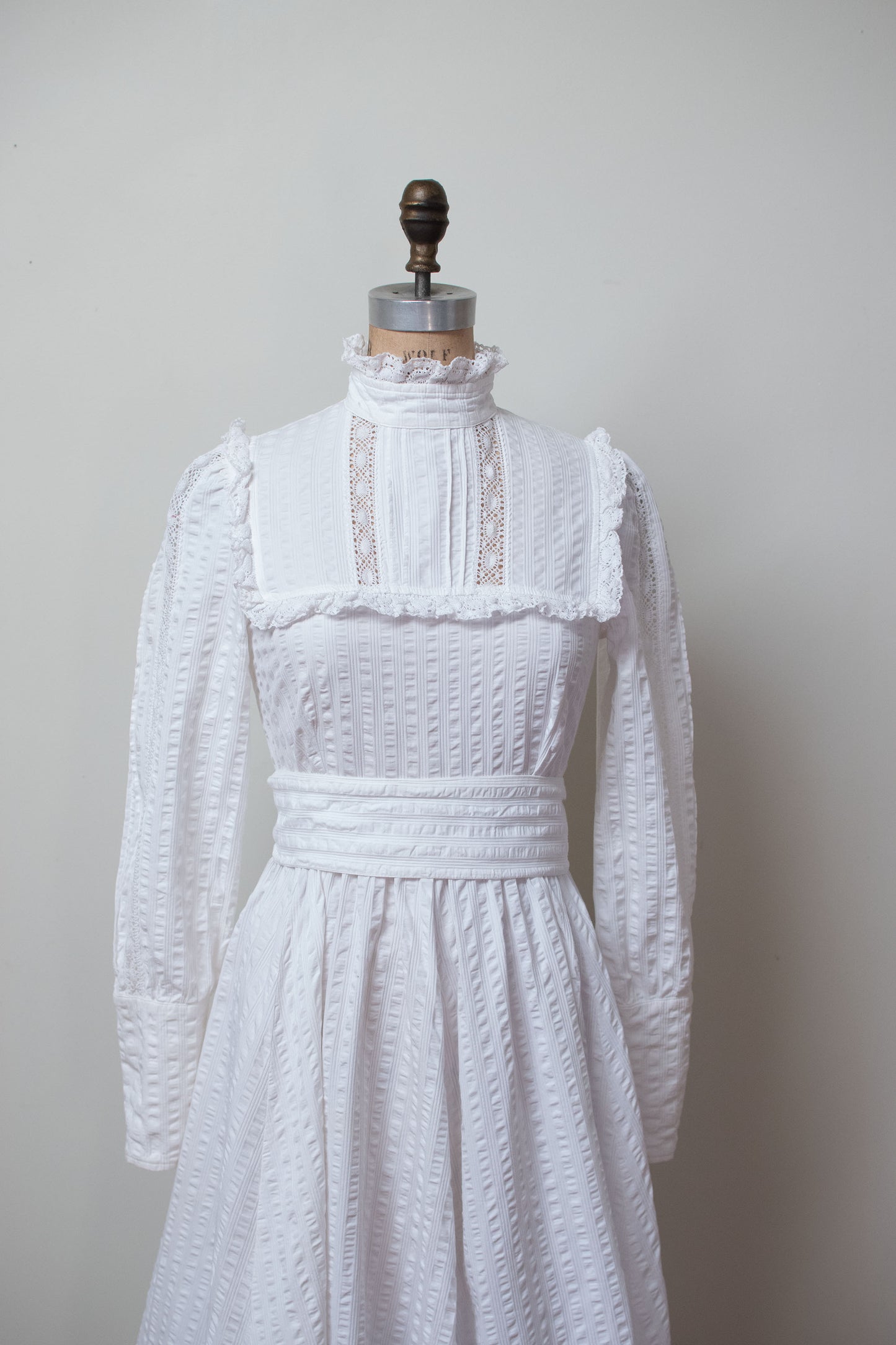 1970s White Cotton Dress | Laura Ashely