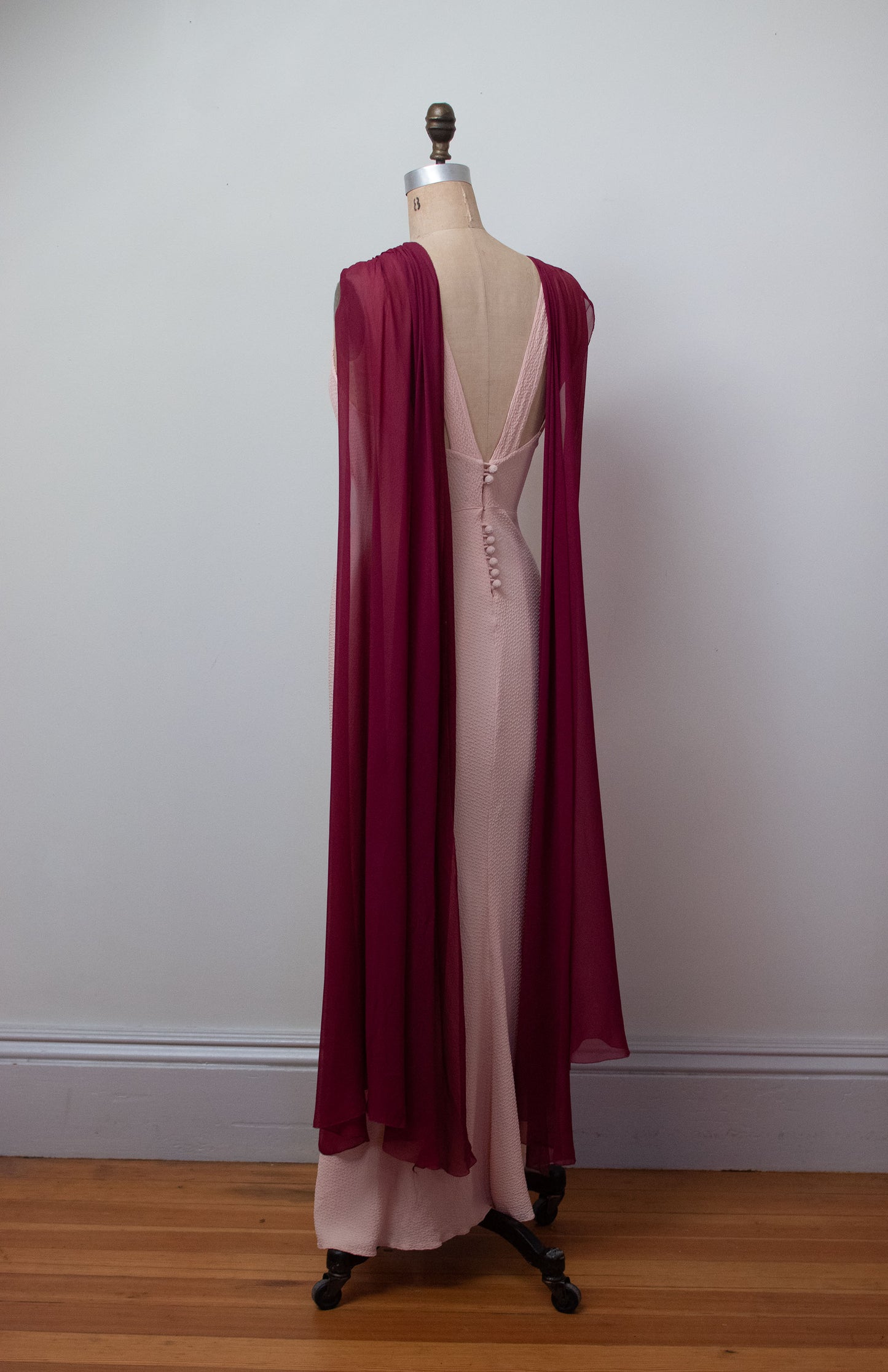 1930s Pink Crepe Gown