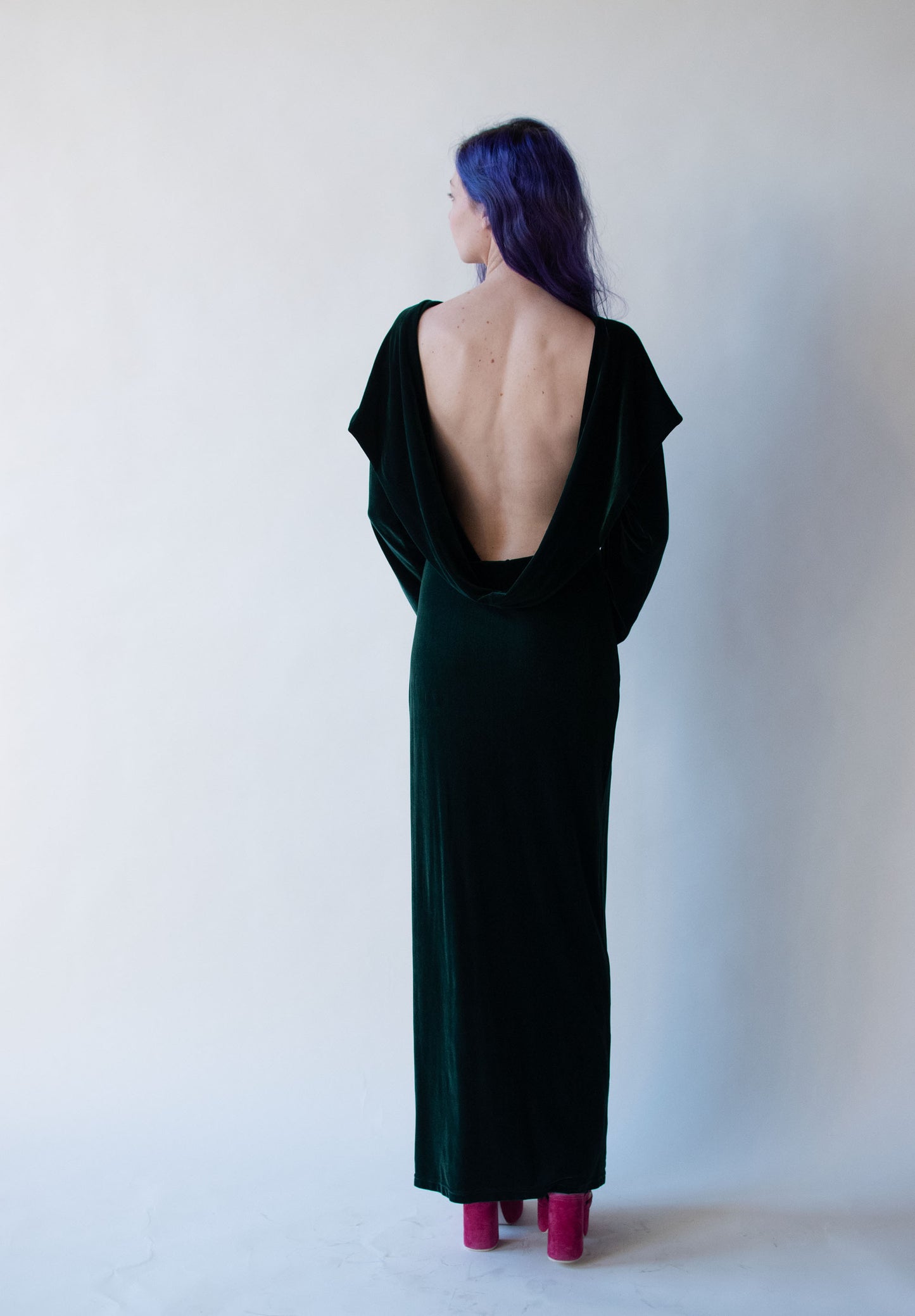 1990s Green Velvet Dress