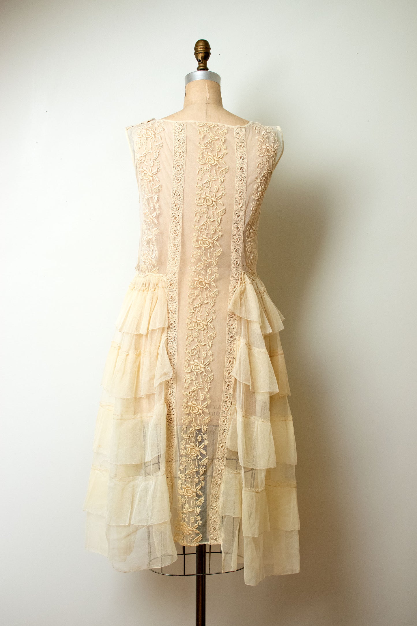 1920s Embroidered Mesh Dress