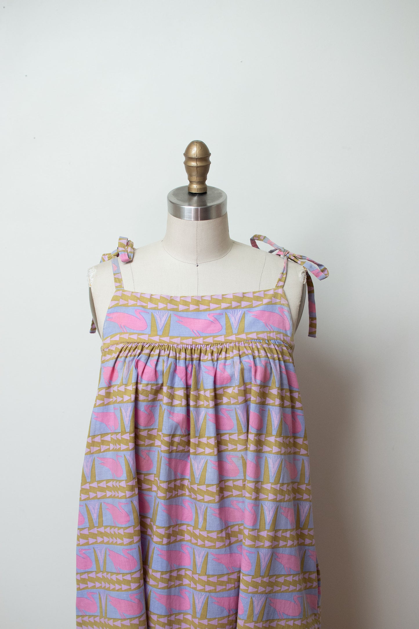 1990s Crane Print Dress