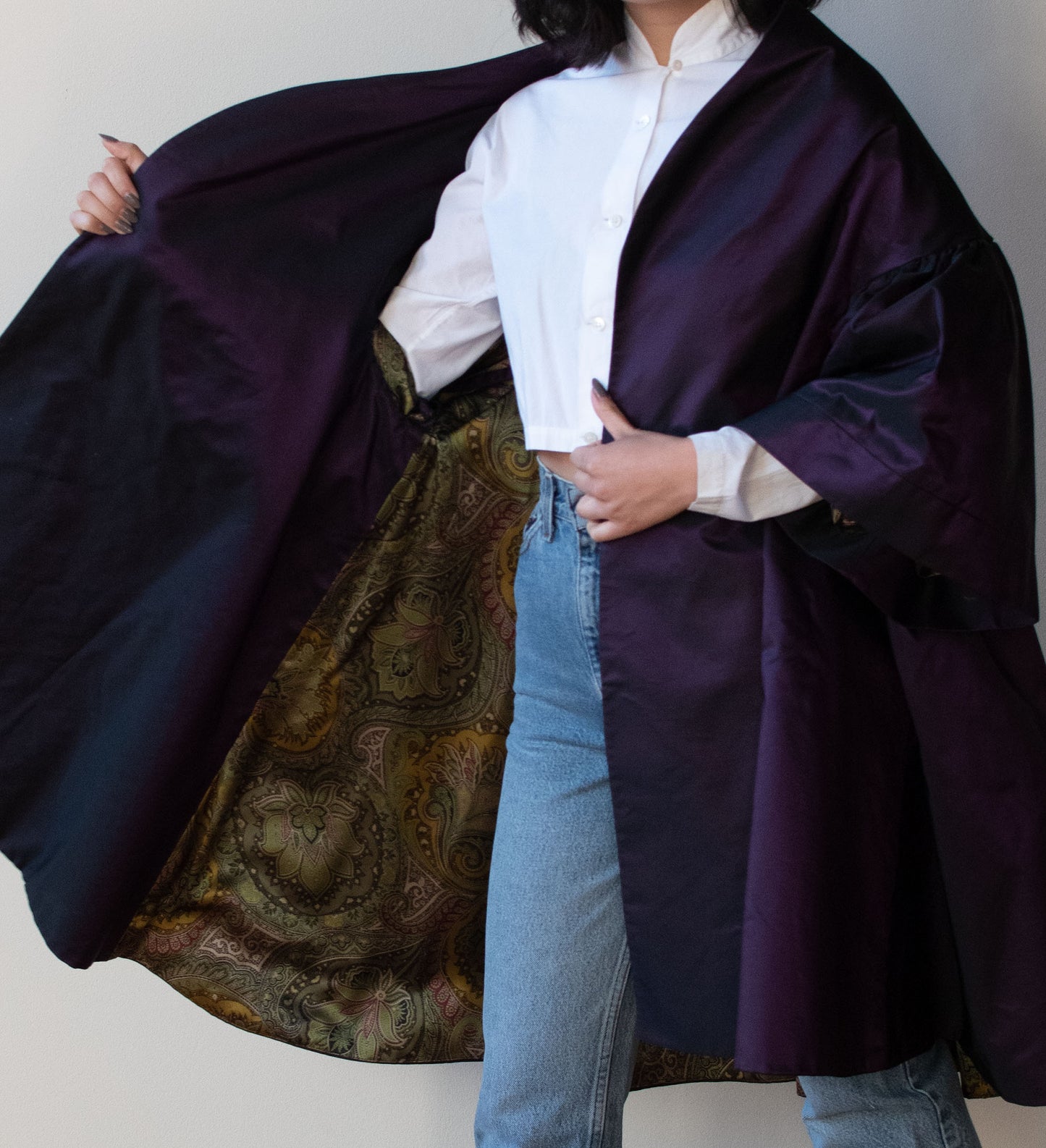 1990s Purple Taffeta Opera Coat