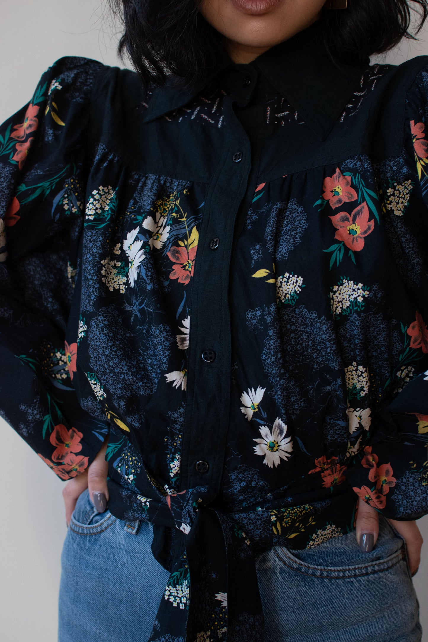 Dark Floral Print Blouse | Koos van den Akker