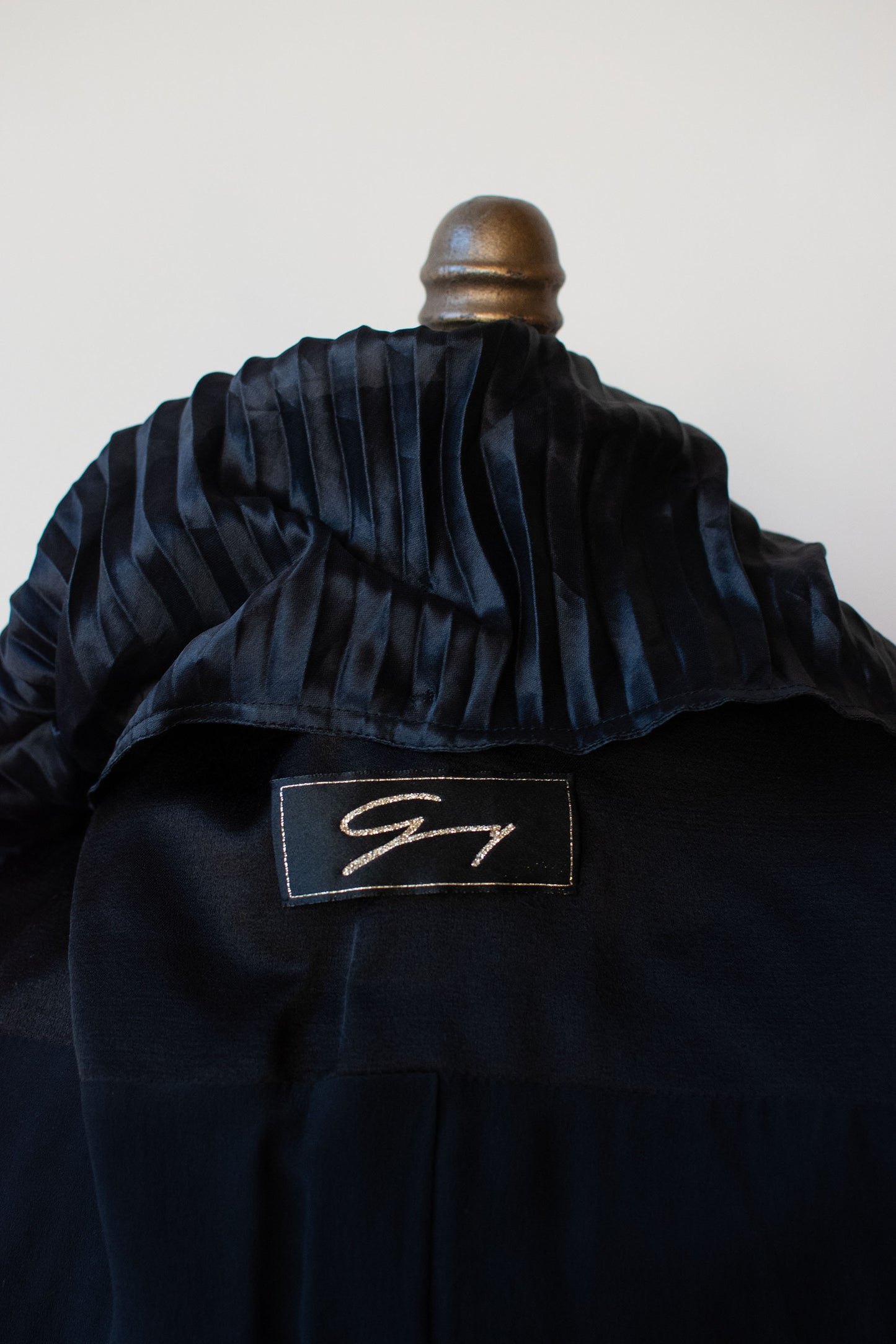 1990s Black Blazer w/ Pleated Silk Collar | Genny