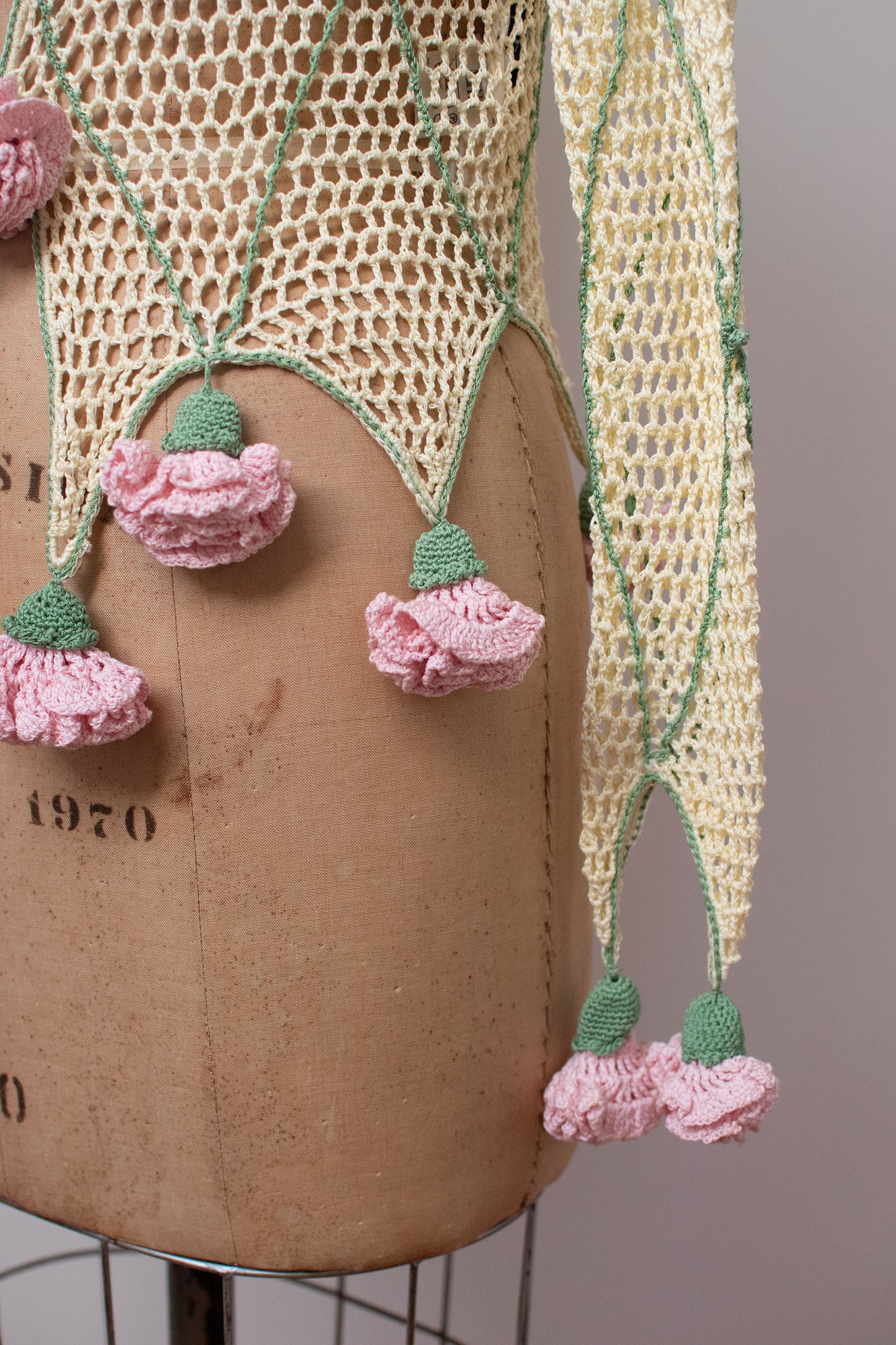 1990s Crochet Rose Cardigan | Moschino