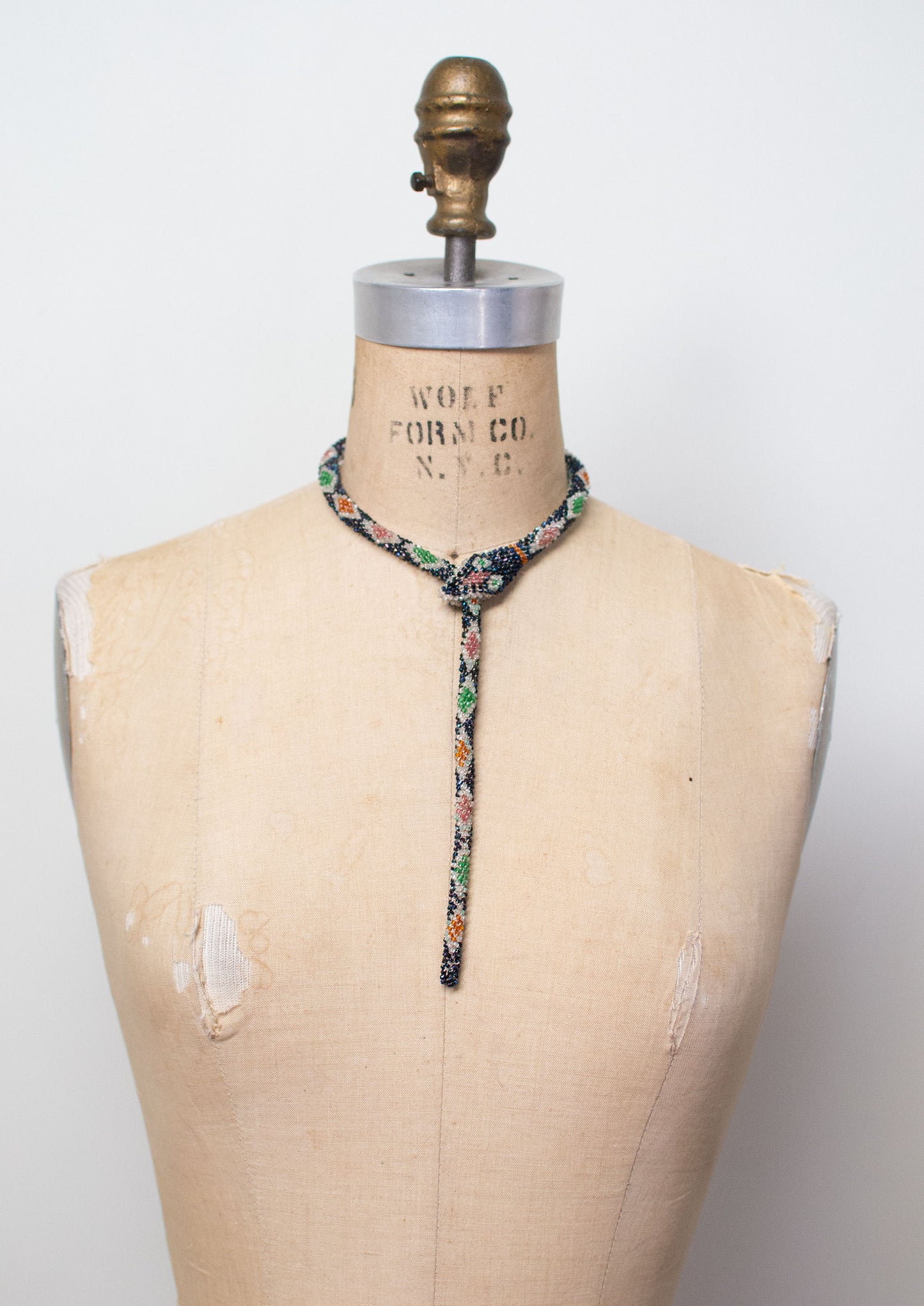 Bead Crochet Snake Necklace | Antique Blue Diamond