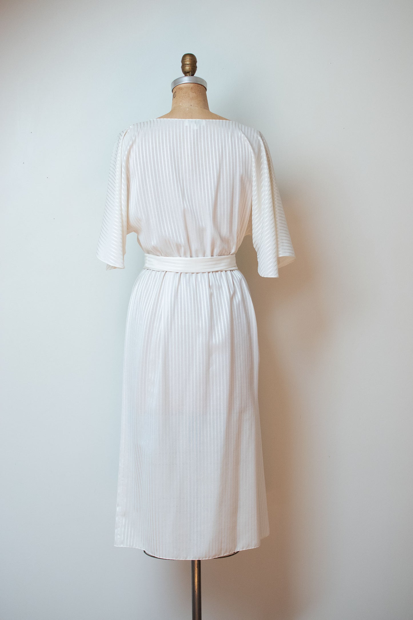 1980s White Subtle Stripe Dress