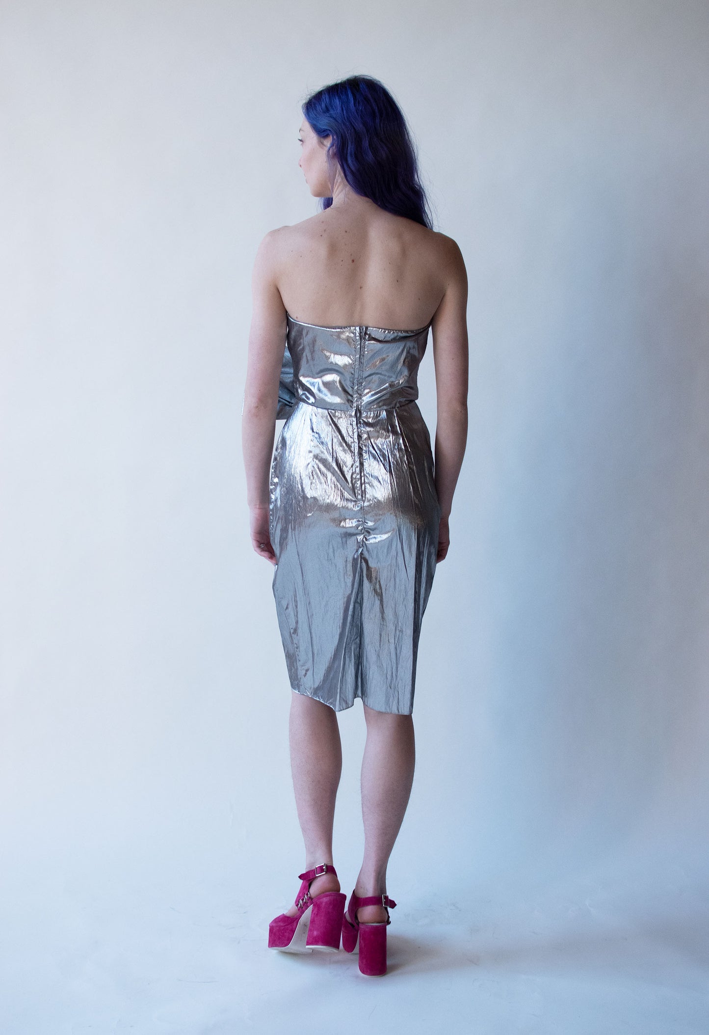 1980s Silver Lame Dress