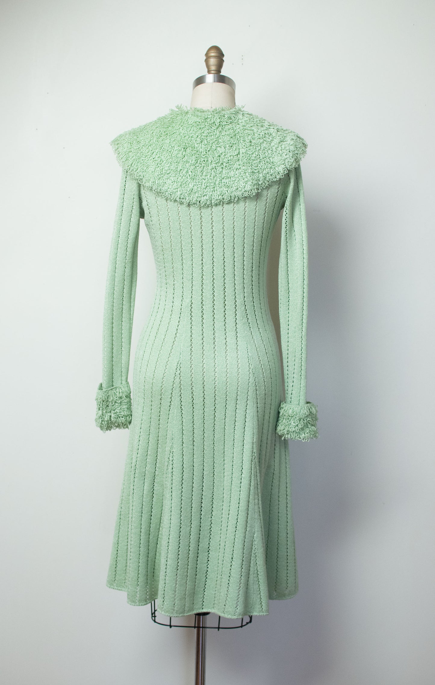 1970s Mint Looped Knit Dress