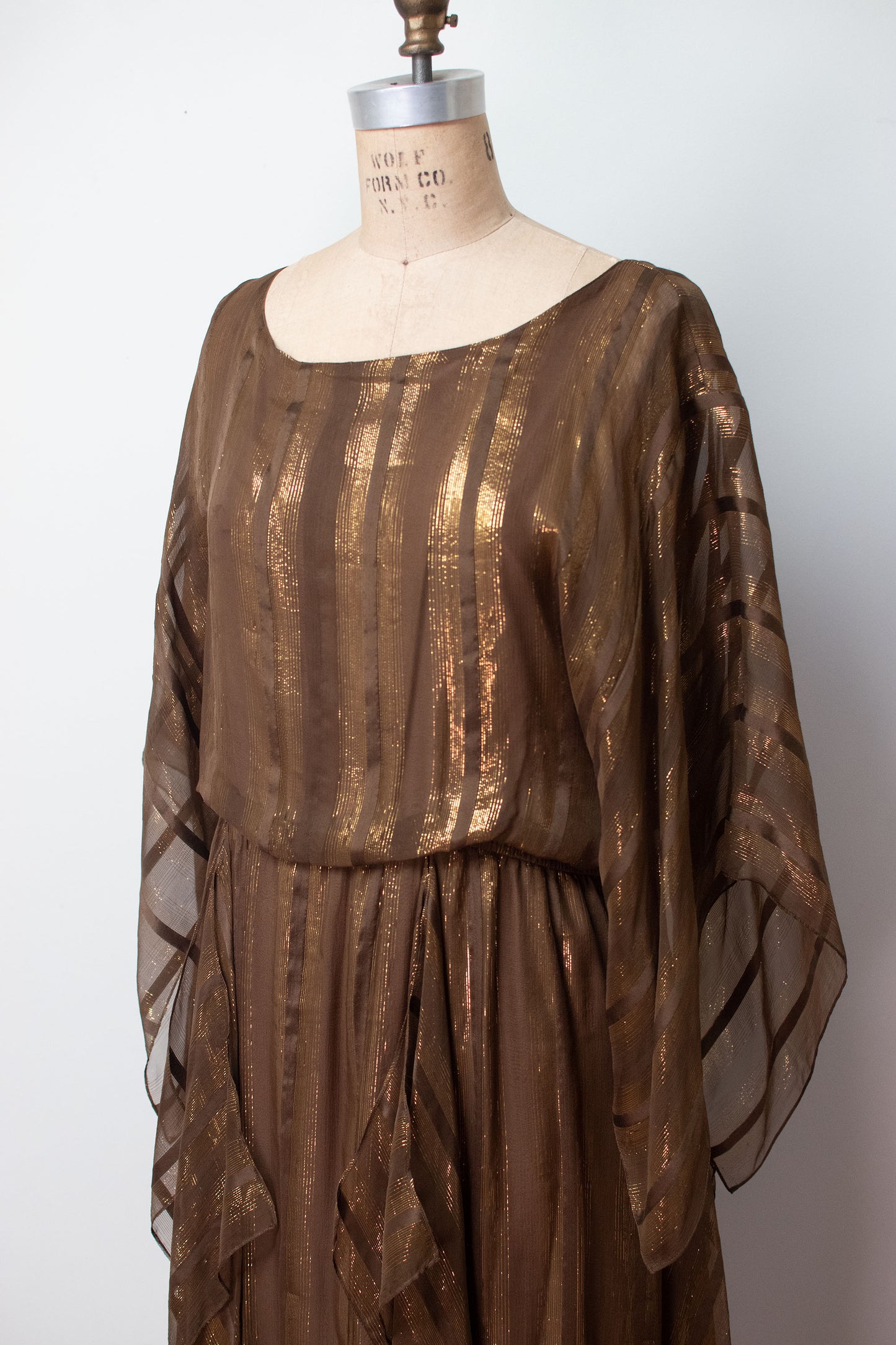 1980s Metallic Silk Dress