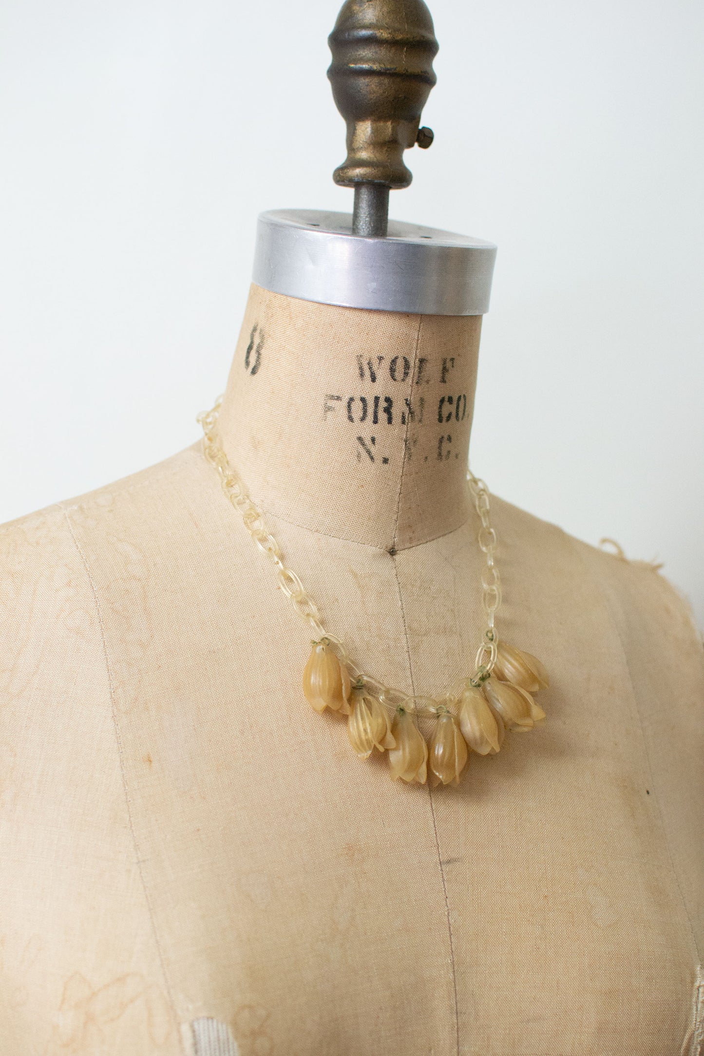 1930s Celluloid Flower Bud Necklace