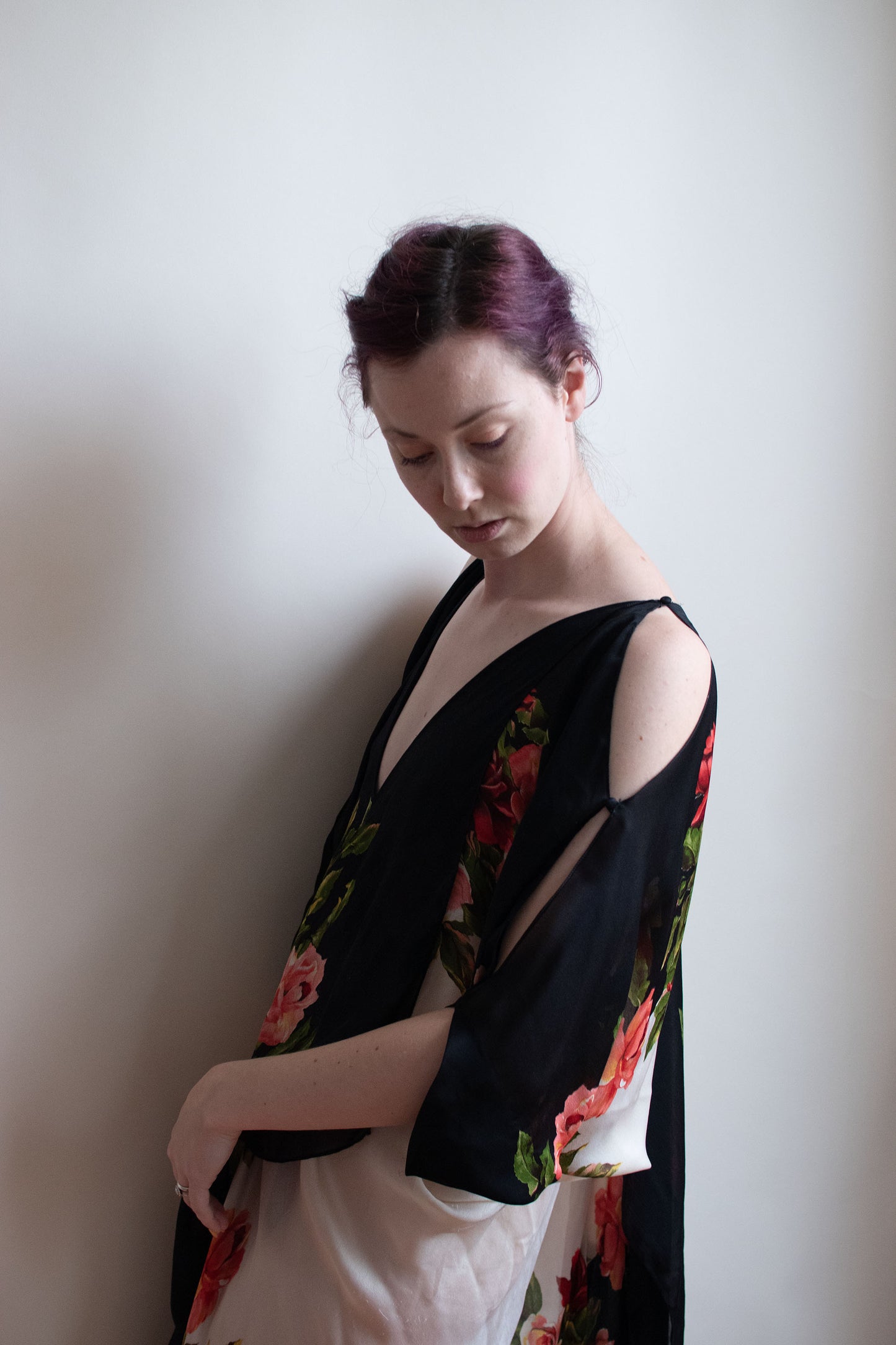 1990s Floral Chiffon Cocoon Dress