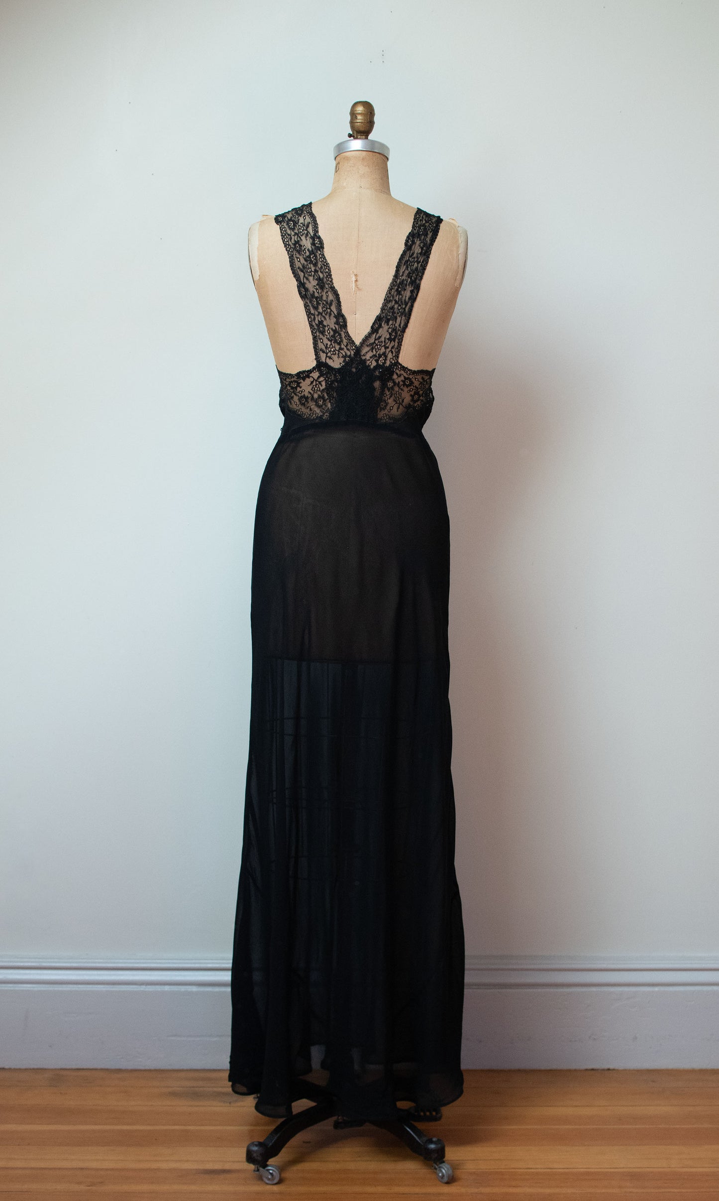 1930s Black Rayon Nightgown