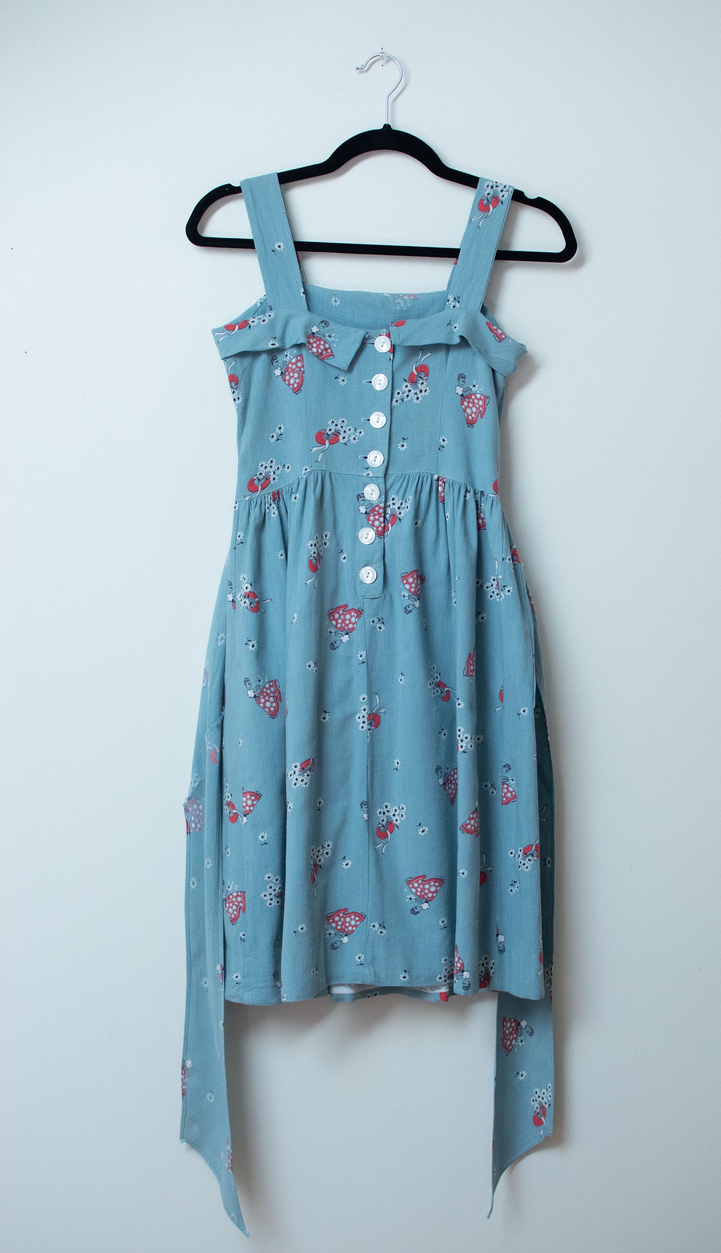 1940s Novelty Print Junior Dress