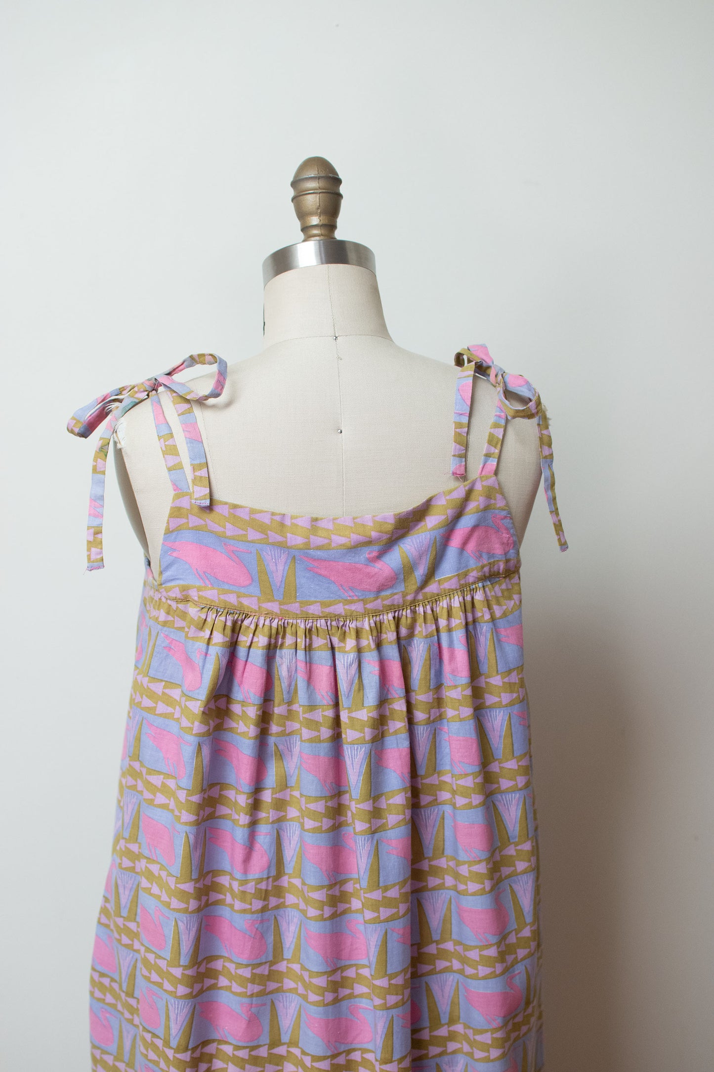 1990s Crane Print Dress