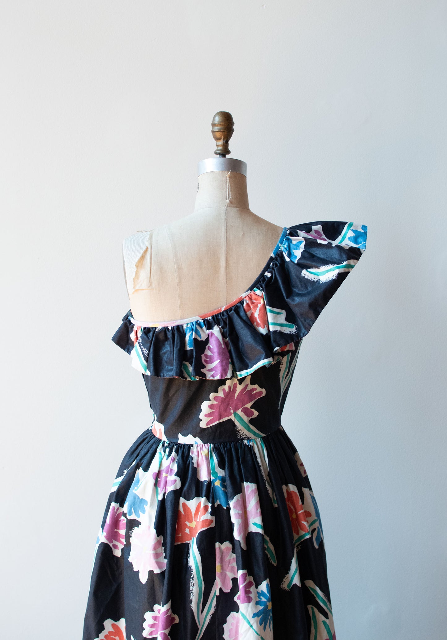 1980s Glazed Cotton Dress