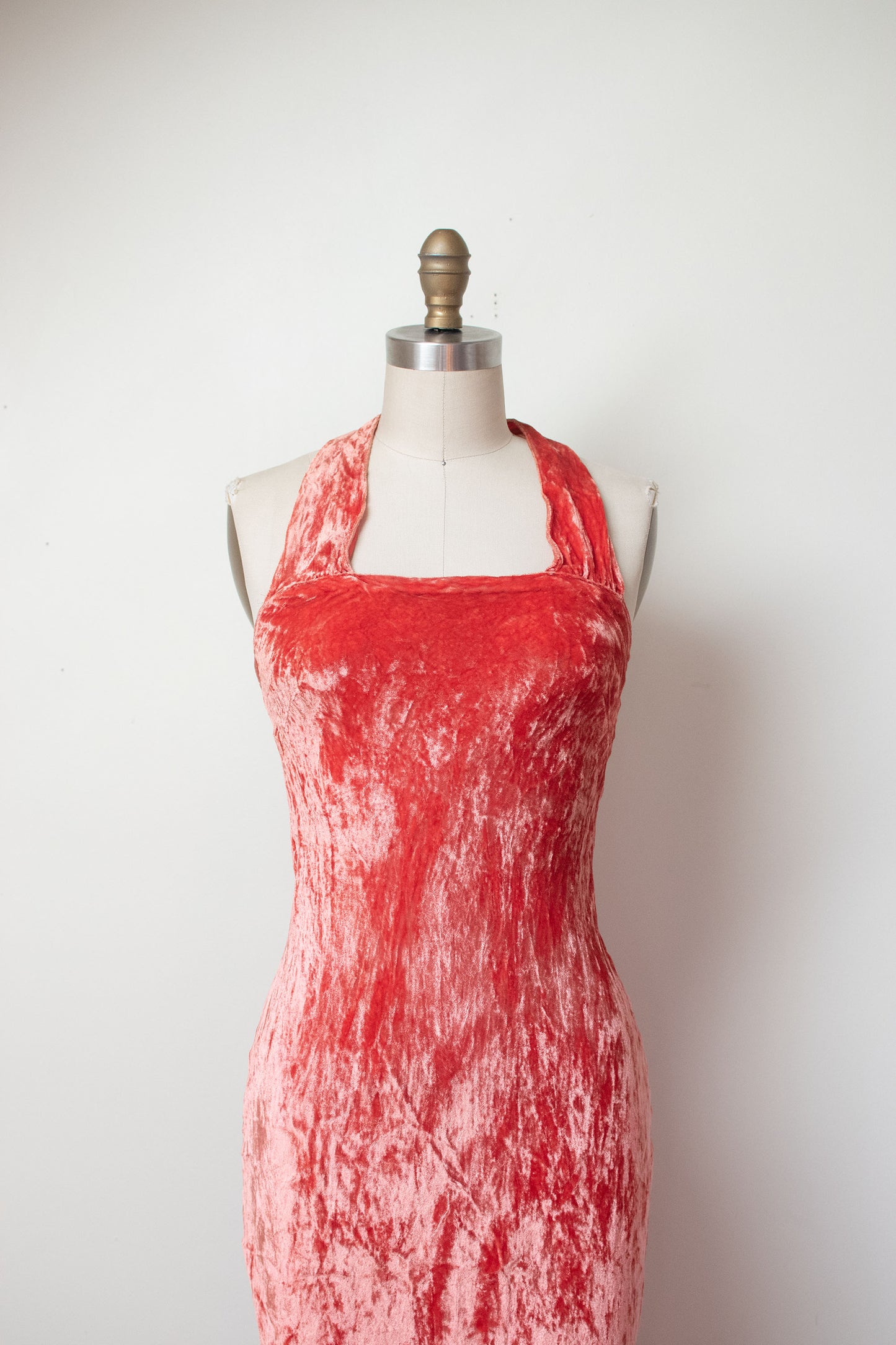 1930s Crushed Velvet Halter Dress