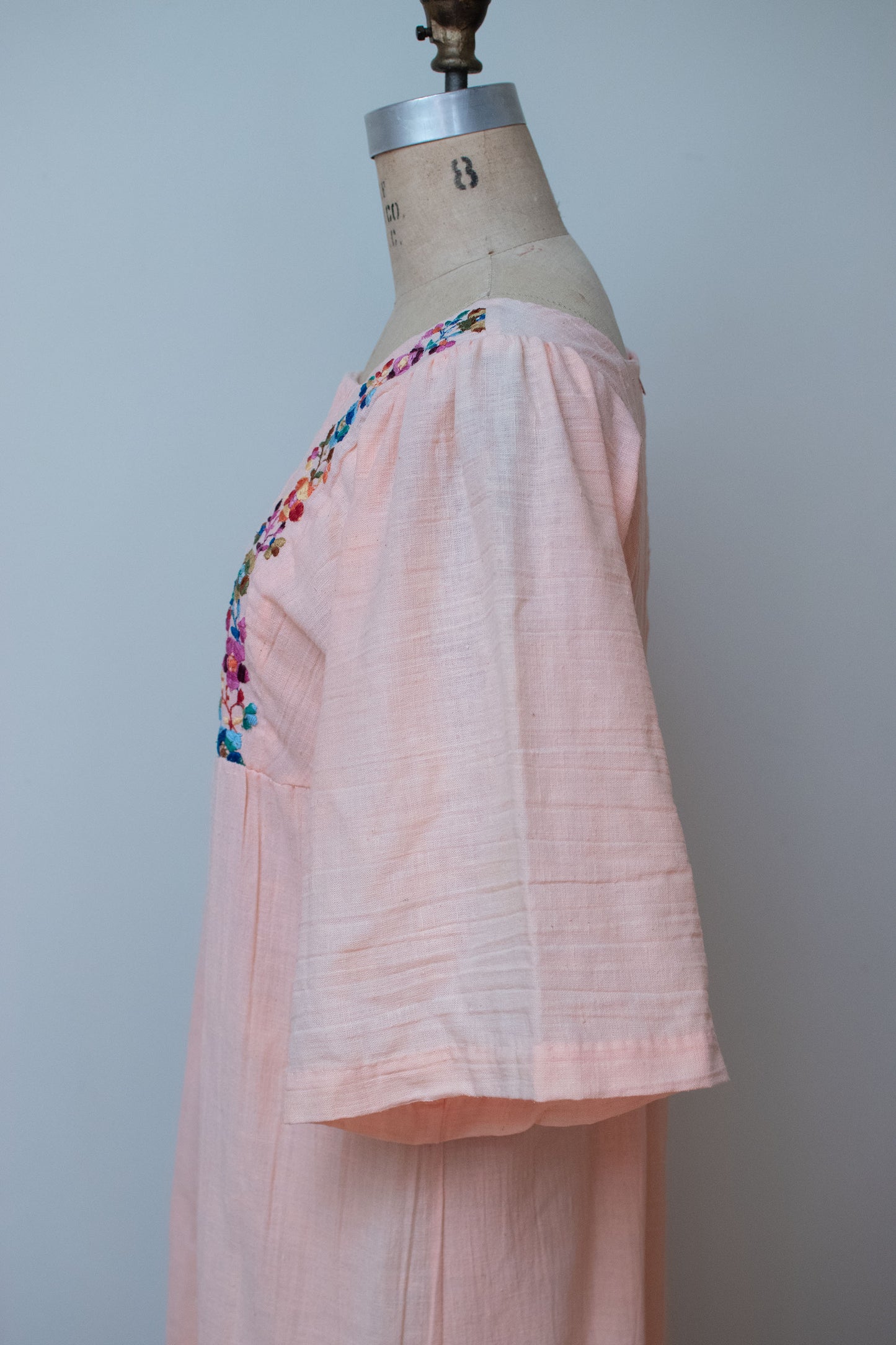 1970s Peach Gauze Dress